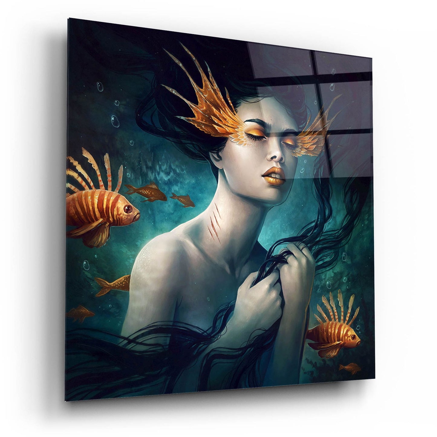 Epic Art 'Mermaid' by JoJoesArt, Acrylic Glass Wall Art,12x12