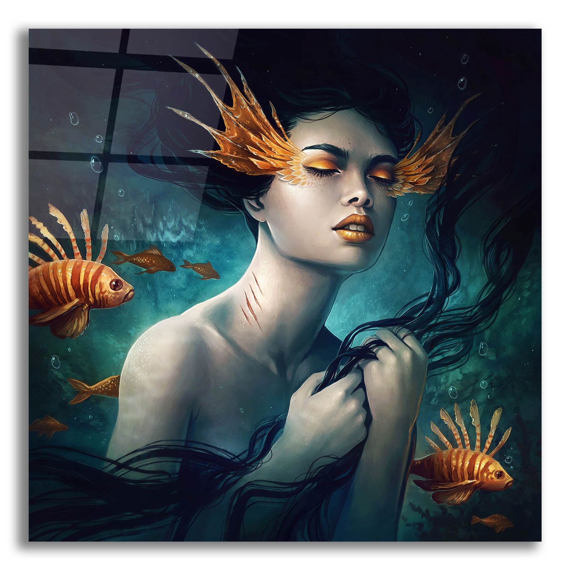 Epic Art 'Mermaid' by JoJoesArt, Acrylic Glass Wall Art,12x12