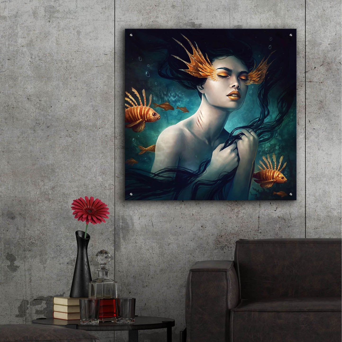 Epic Art 'Mermaid' by JoJoesArt, Acrylic Glass Wall Art,36x36