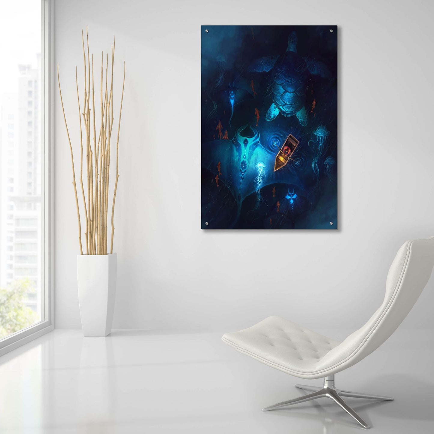 Epic Art 'Night Fishing' by JoJoesArt, Acrylic Glass Wall Art,24x36