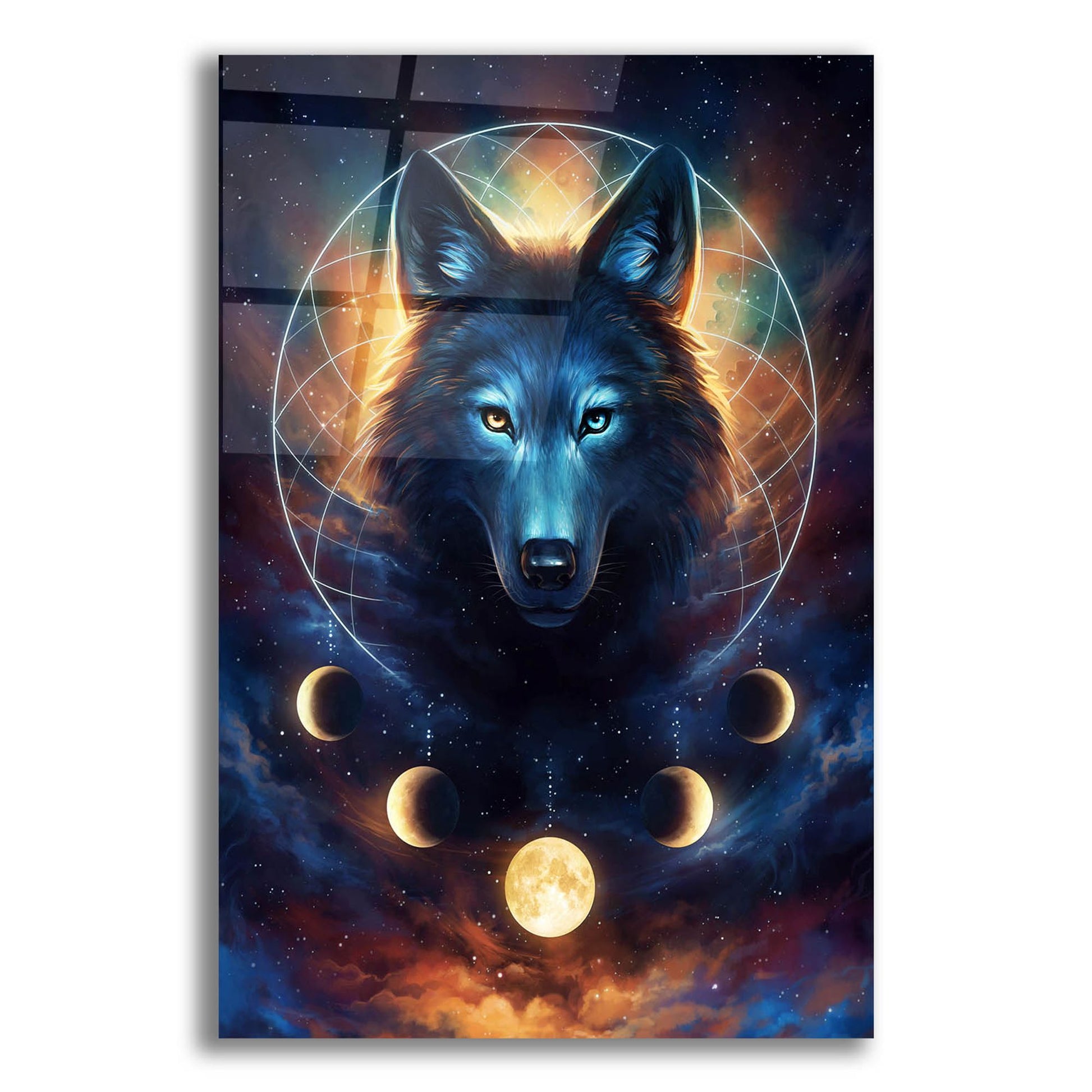 Epic Art 'Dream Catcher Wolf' by JoJoesArt, Acrylic Glass Wall Art,12x16