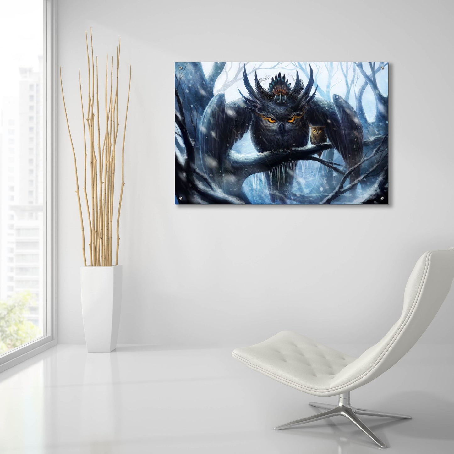 Epic Art 'Mother Owl' by JoJoesArt, Acrylic Glass Wall Art,36x24