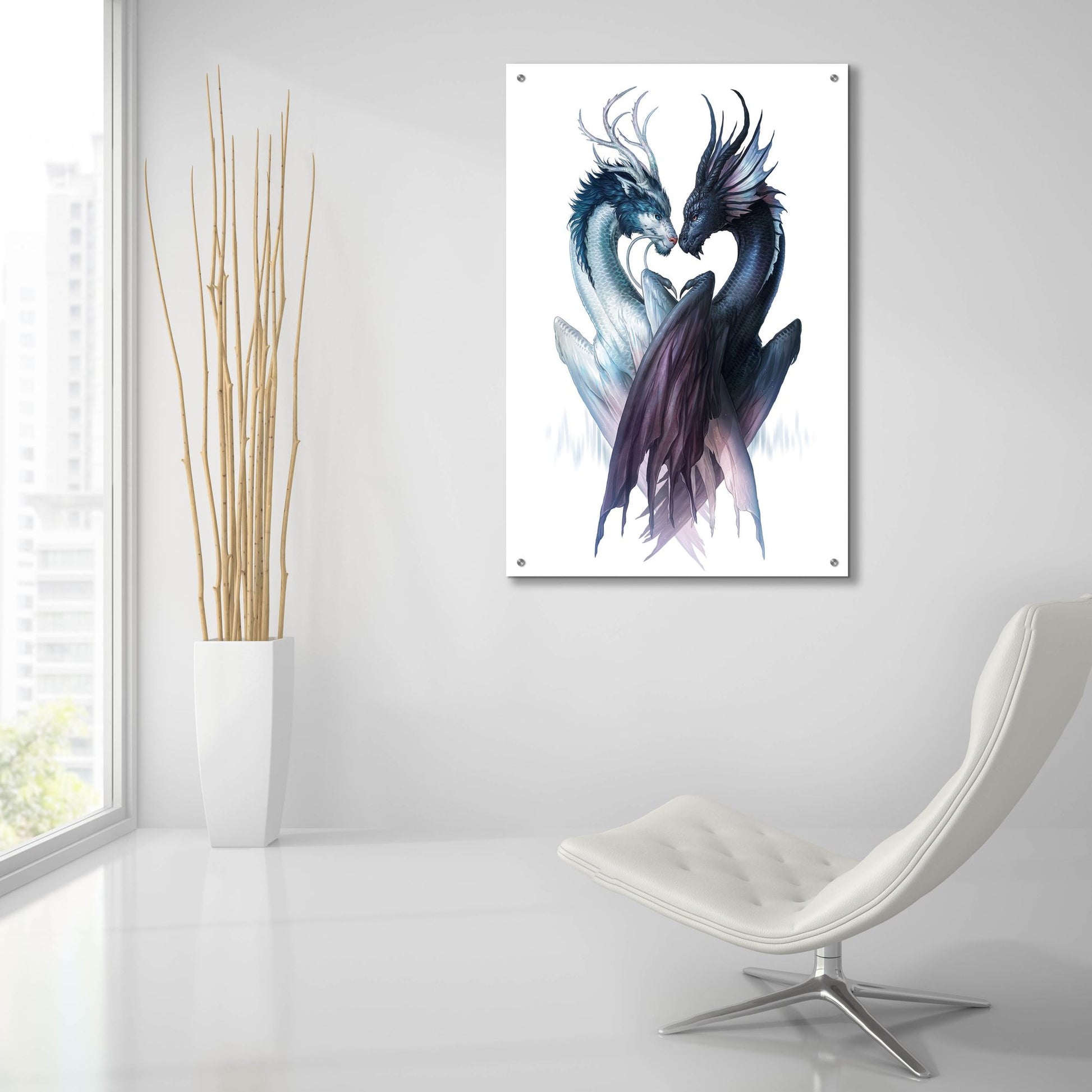 Epic Art 'Yin Yang Dragons' by JoJoesArt, Acrylic Glass Wall Art,24x36