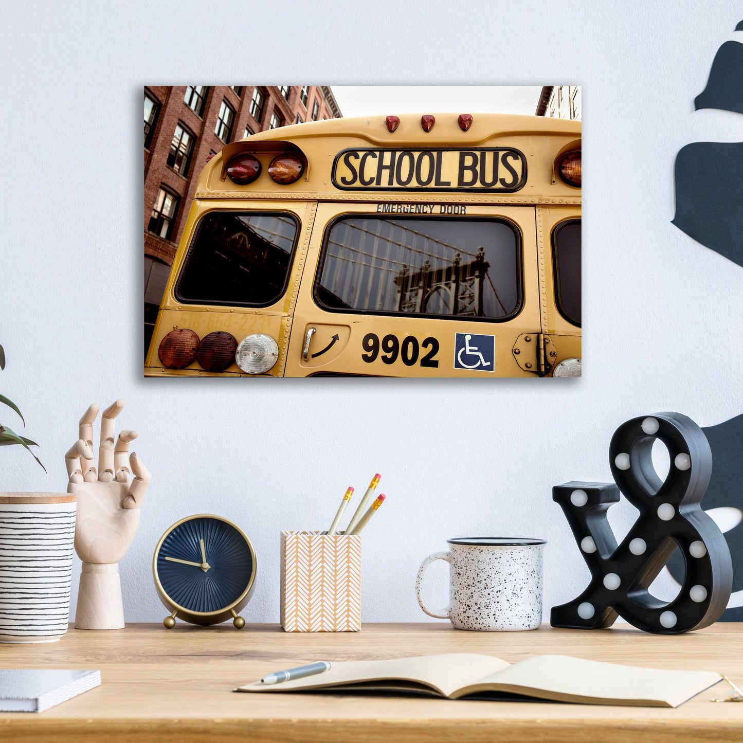 Epic Art 'NYC School Bus' by Nina Papiorek, Acrylic Glass Wall Art,16x12