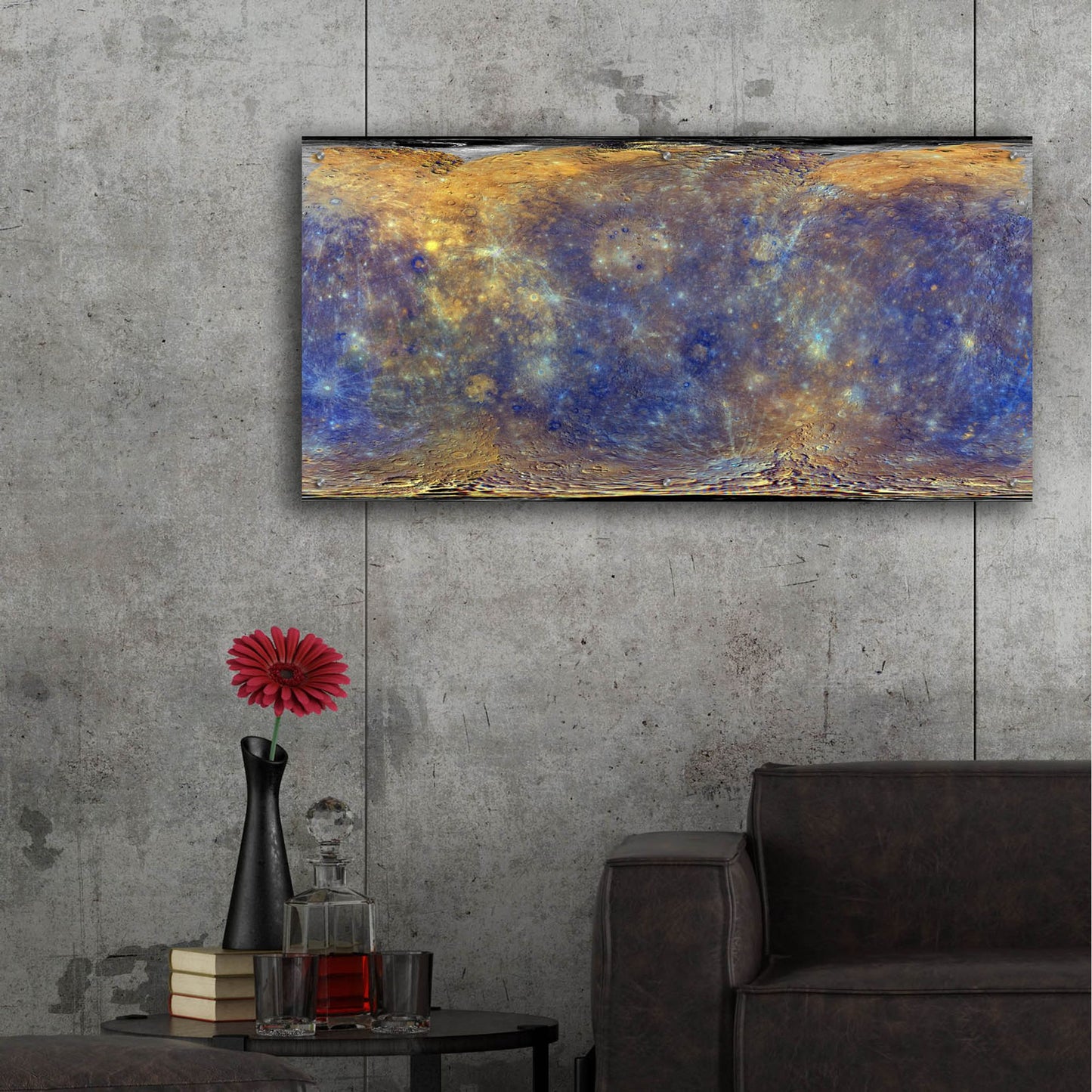 Epic Art 'Enhanced Color Mercury Map by NASA' by Epic Portfolio, Acrylic Glass Wall Art,48x24