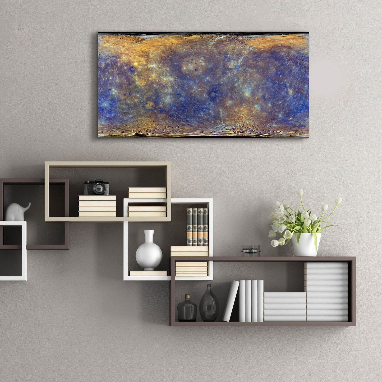 Epic Art 'Enhanced Color Mercury Map by NASA' by Epic Portfolio, Acrylic Glass Wall Art,48x24