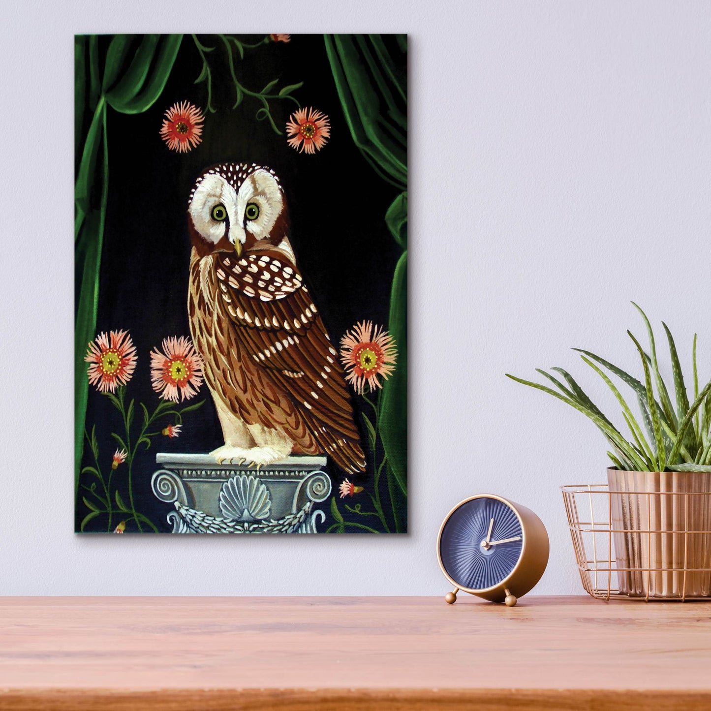 Epic Art 'Owl Guardian Print' by Catherine A Nolin, Acrylic Glass Wall Art,12x16