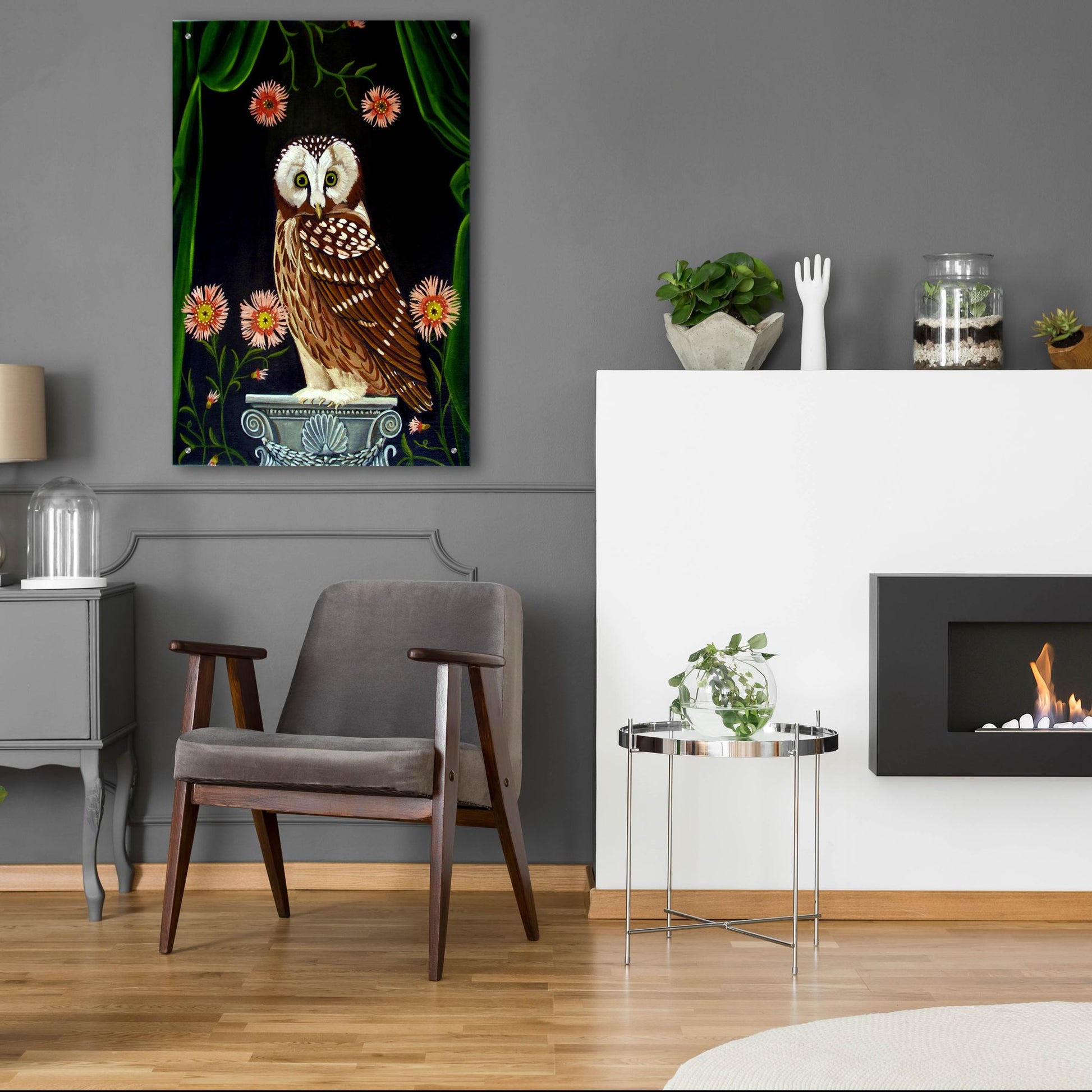 Epic Art 'Owl Guardian Print' by Catherine A Nolin, Acrylic Glass Wall Art,24x36