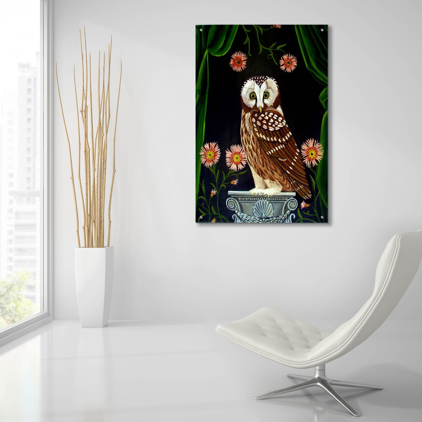 Epic Art 'Owl Guardian Print' by Catherine A Nolin, Acrylic Glass Wall Art,24x36