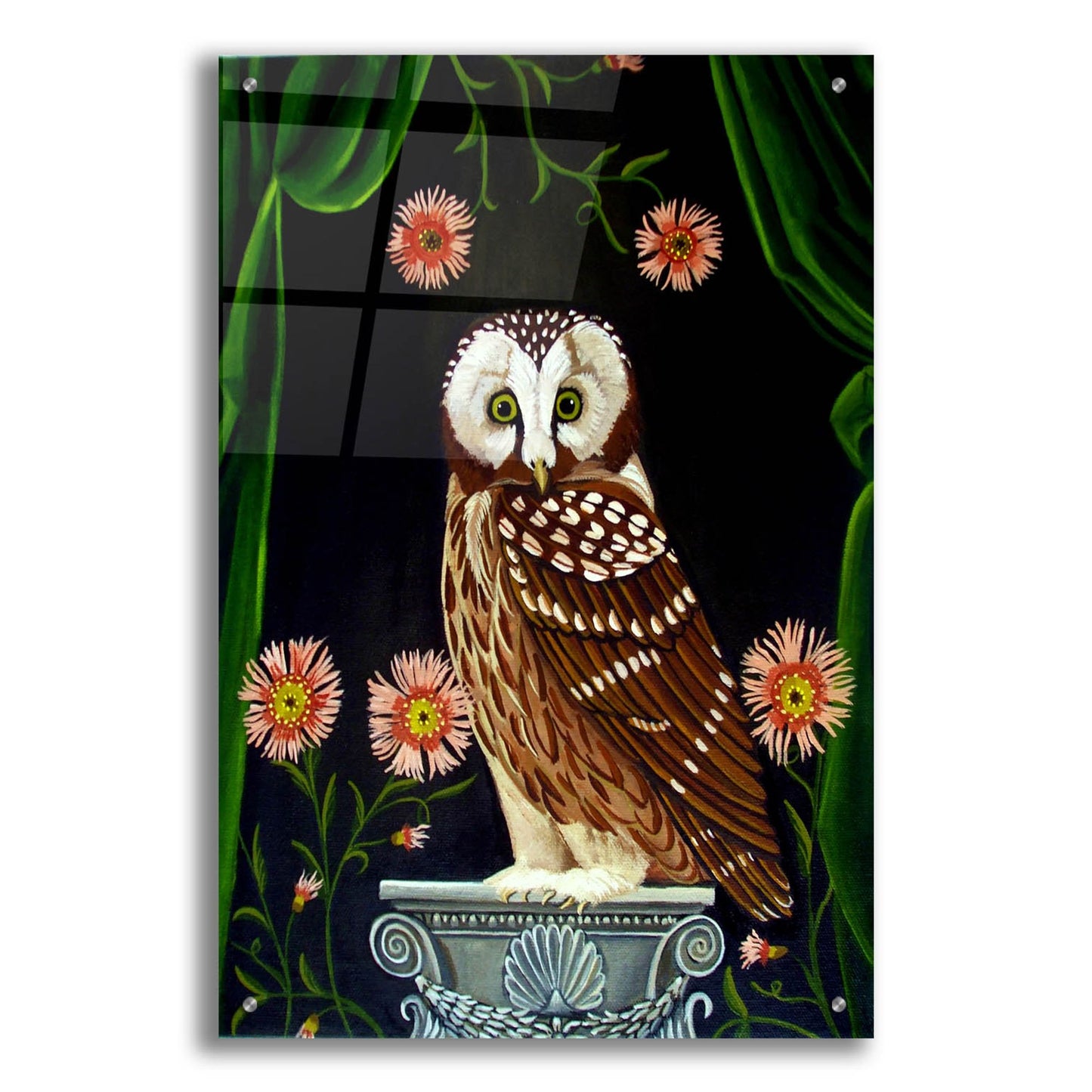 Epic Art 'Owl Guardian Print' by Catherine A Nolin, Acrylic Glass Wall Art,24x36