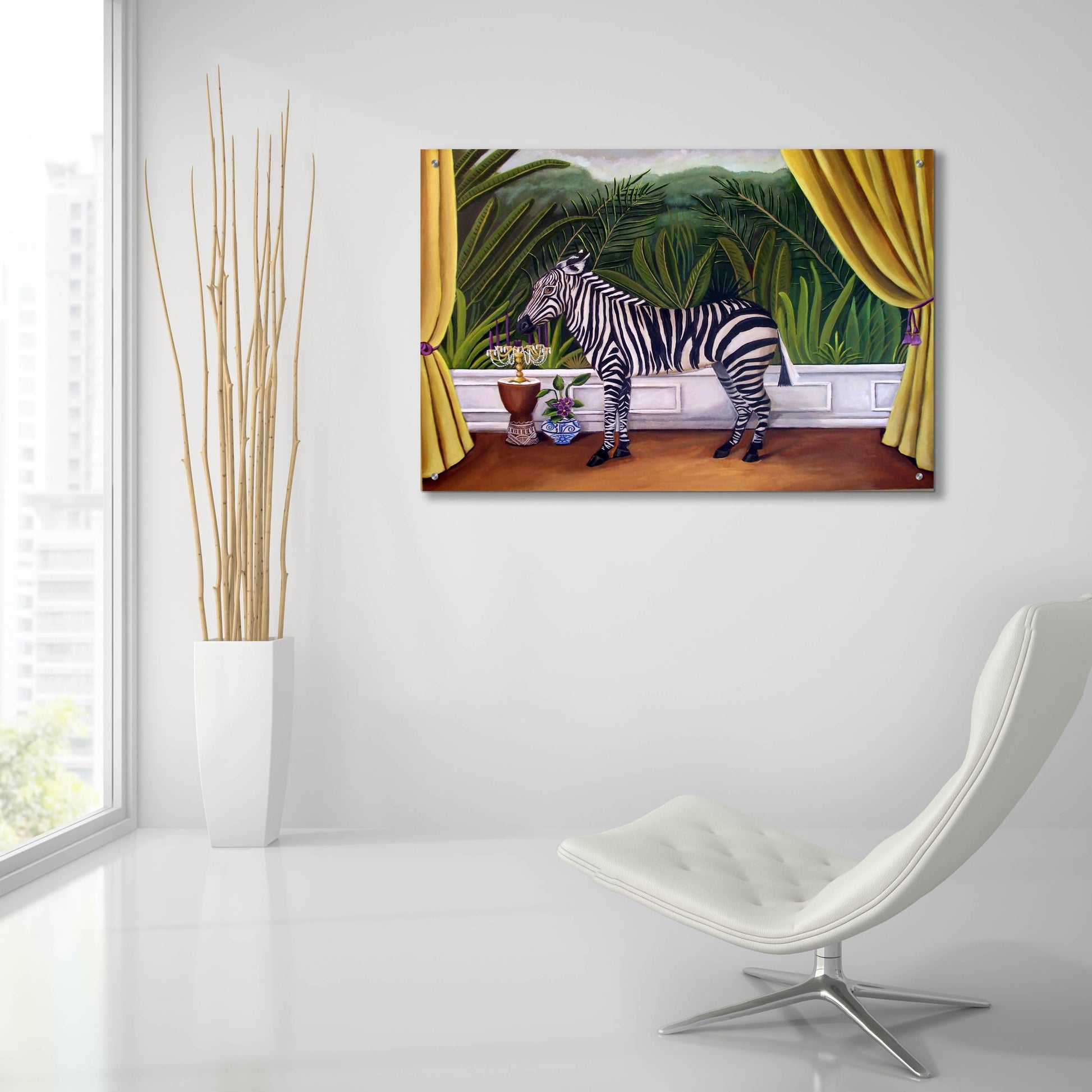 Epic Art 'Zebra' by Catherine A Nolin, Acrylic Glass Wall Art,36x24