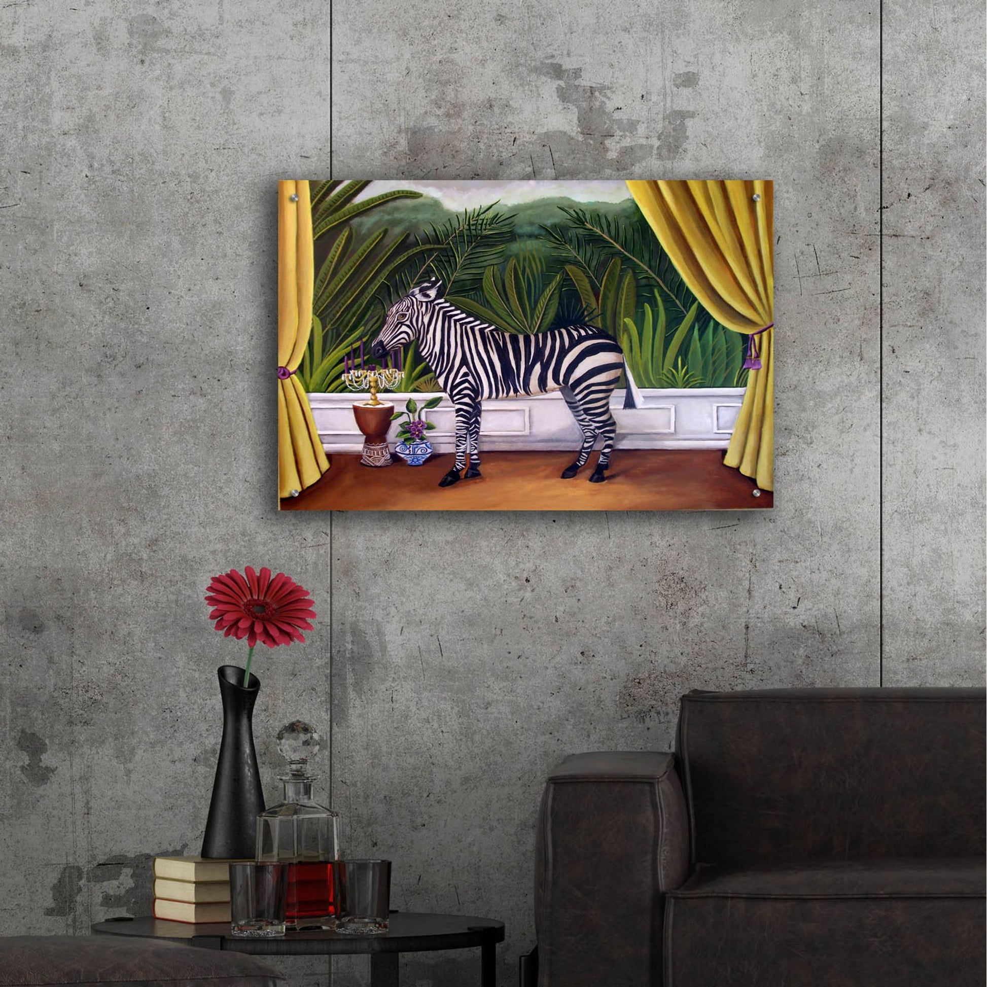 Epic Art 'Zebra' by Catherine A Nolin, Acrylic Glass Wall Art,36x24