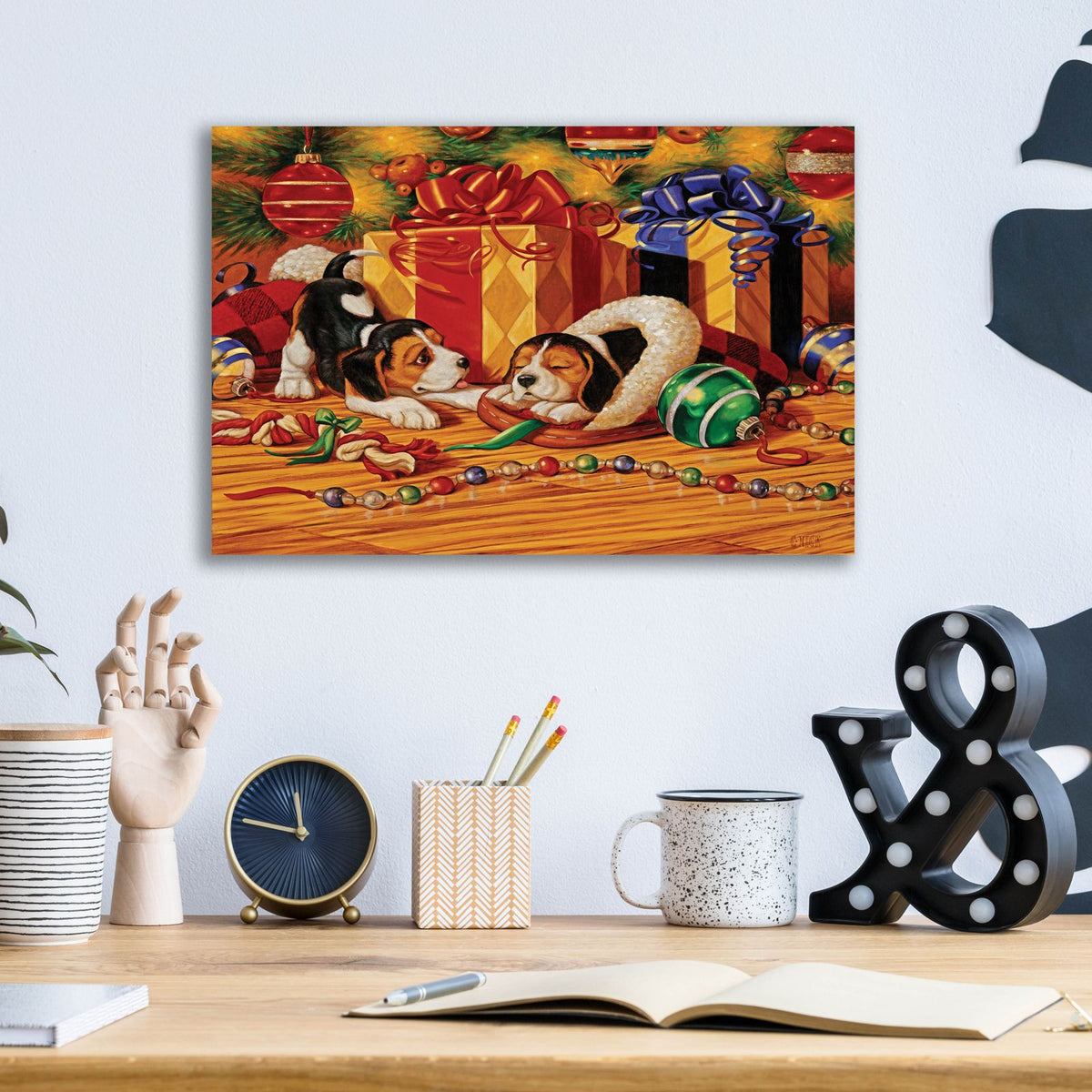 Beagle Pups by Christopher Nick - 16x12 acrylic wall art in a room