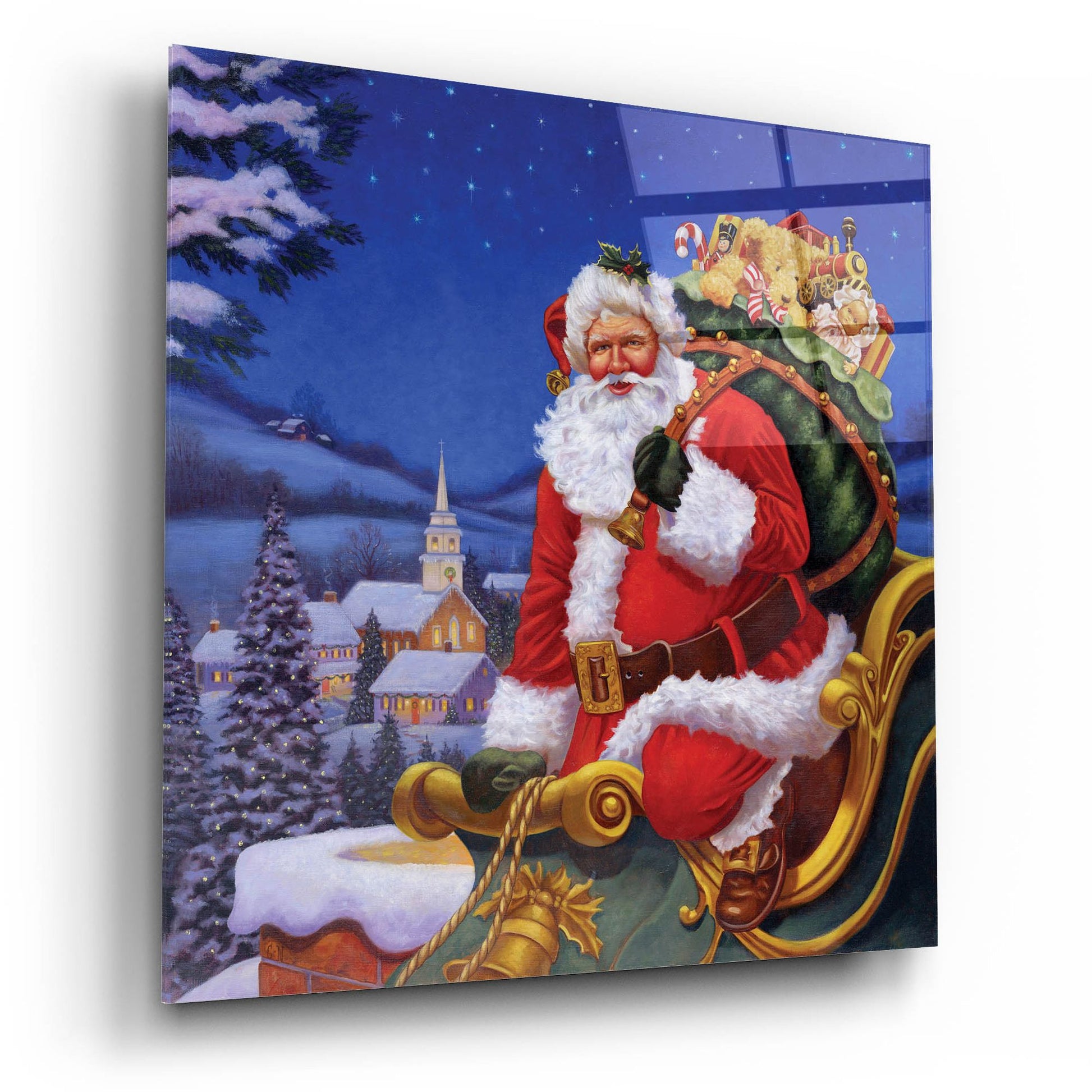 Epic Art 'Roof Top Santa' by Christopher Nick, Acrylic Glass Wall Art,12x12