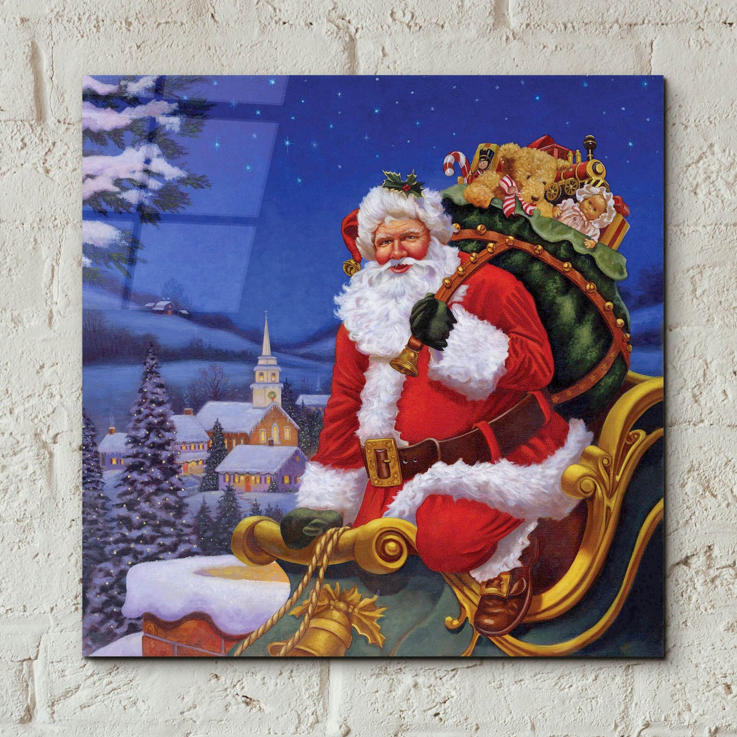 Epic Art 'Roof Top Santa' by Christopher Nick, Acrylic Glass Wall Art,12x12