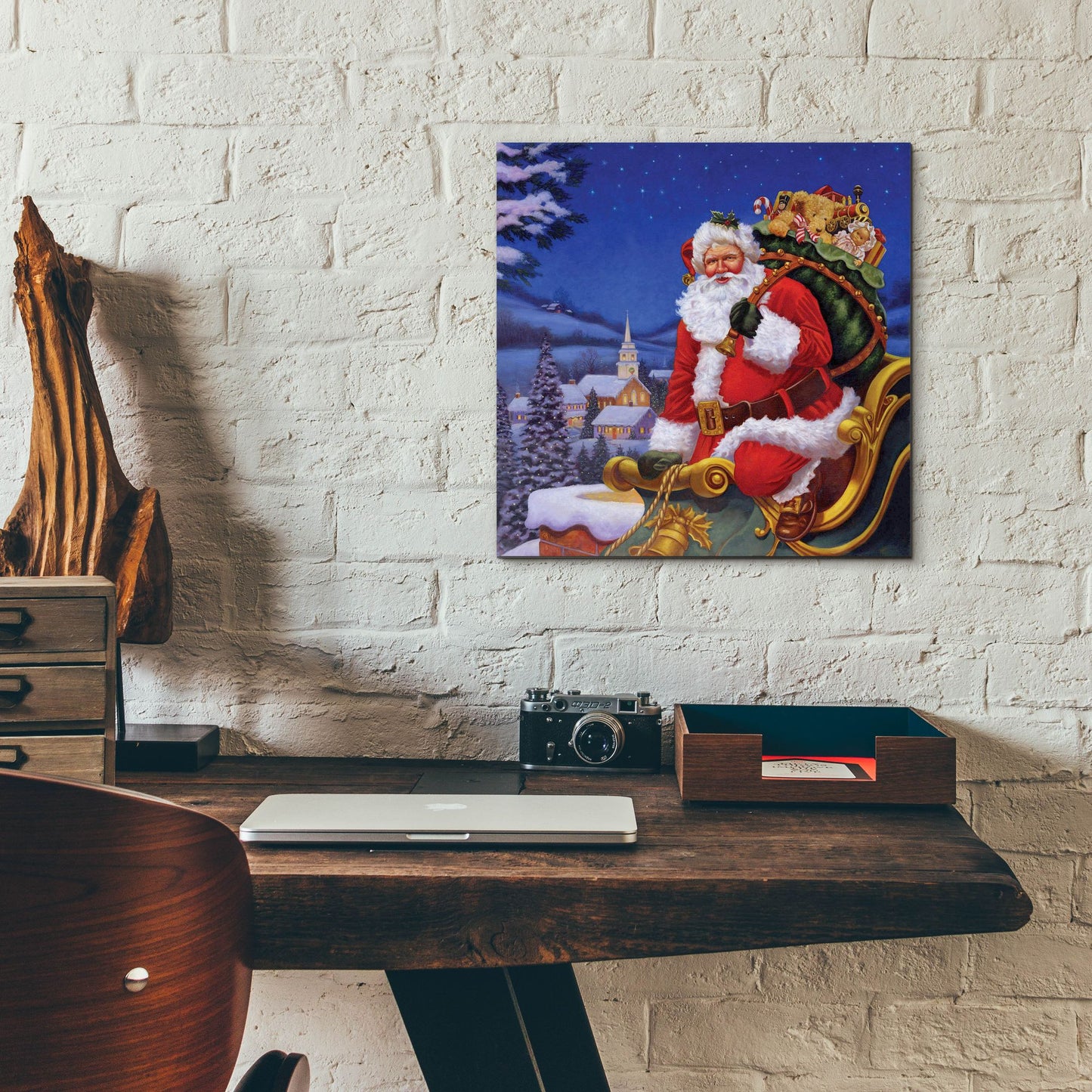 Epic Art 'Roof Top Santa' by Christopher Nick, Acrylic Glass Wall Art,12x12