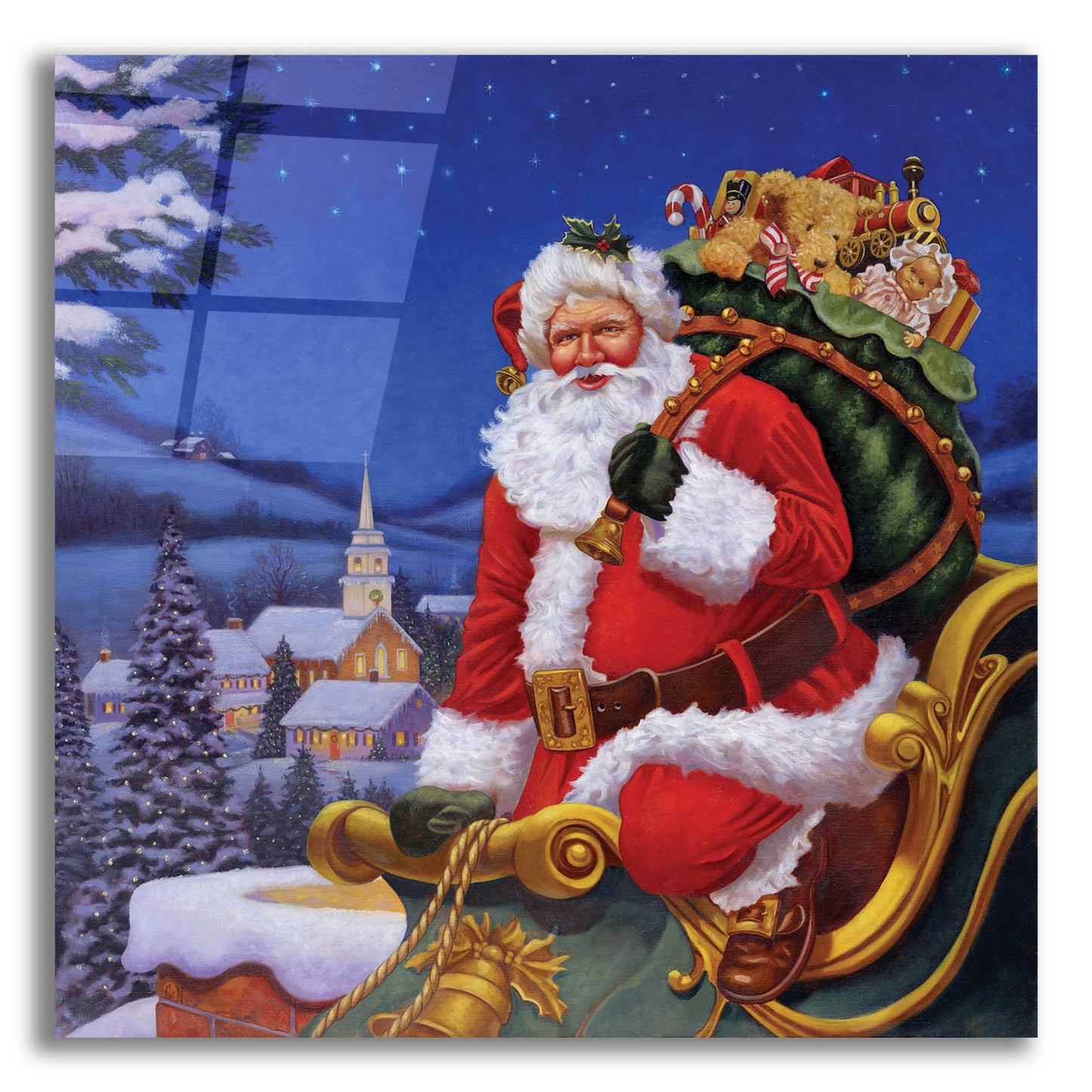 Epic Art 'Roof Top Santa' by Christopher Nick, Acrylic Glass Wall Art,12x12