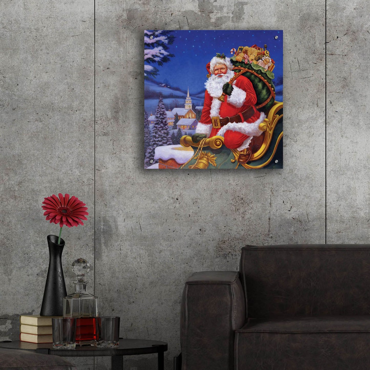 Epic Art 'Roof Top Santa' by Christopher Nick, Acrylic Glass Wall Art,24x24