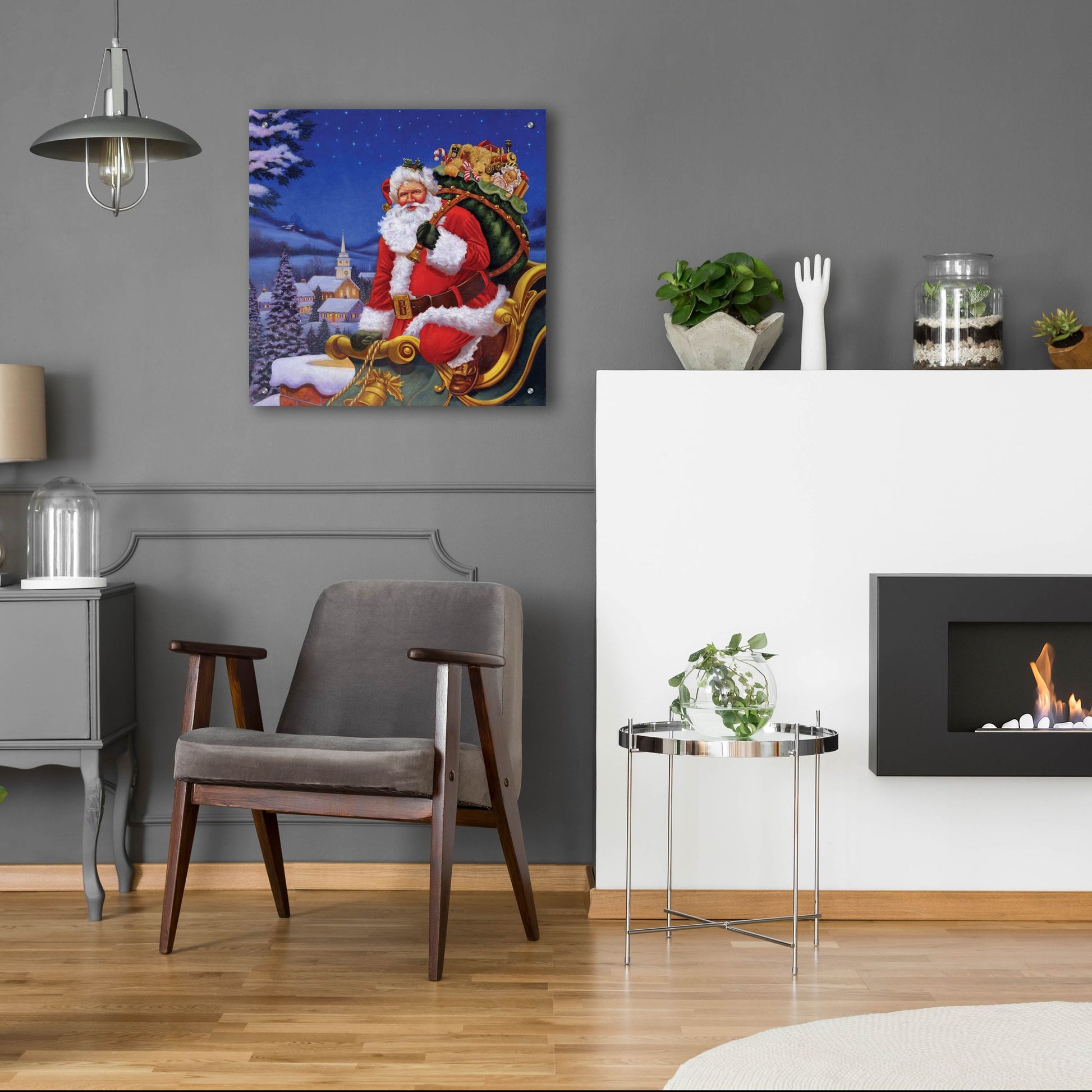 Epic Art 'Roof Top Santa' by Christopher Nick, Acrylic Glass Wall Art,24x24