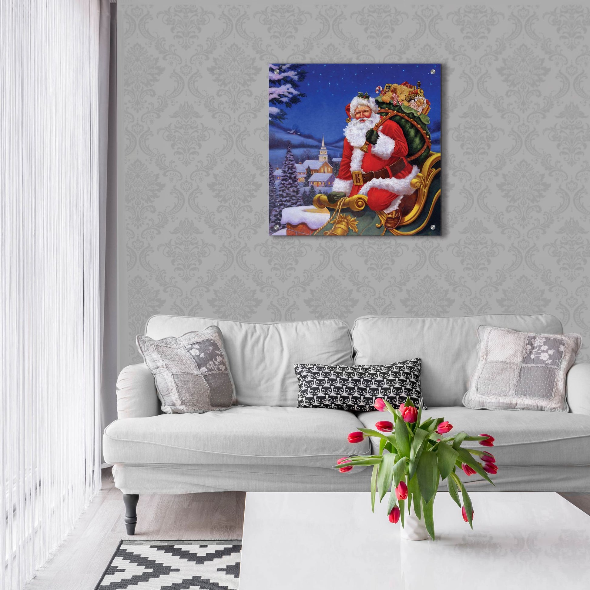 Epic Art 'Roof Top Santa' by Christopher Nick, Acrylic Glass Wall Art,24x24