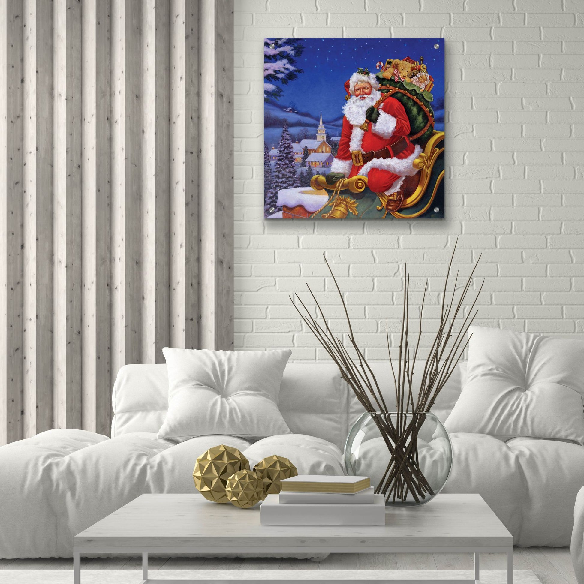 Epic Art 'Roof Top Santa' by Christopher Nick, Acrylic Glass Wall Art,24x24