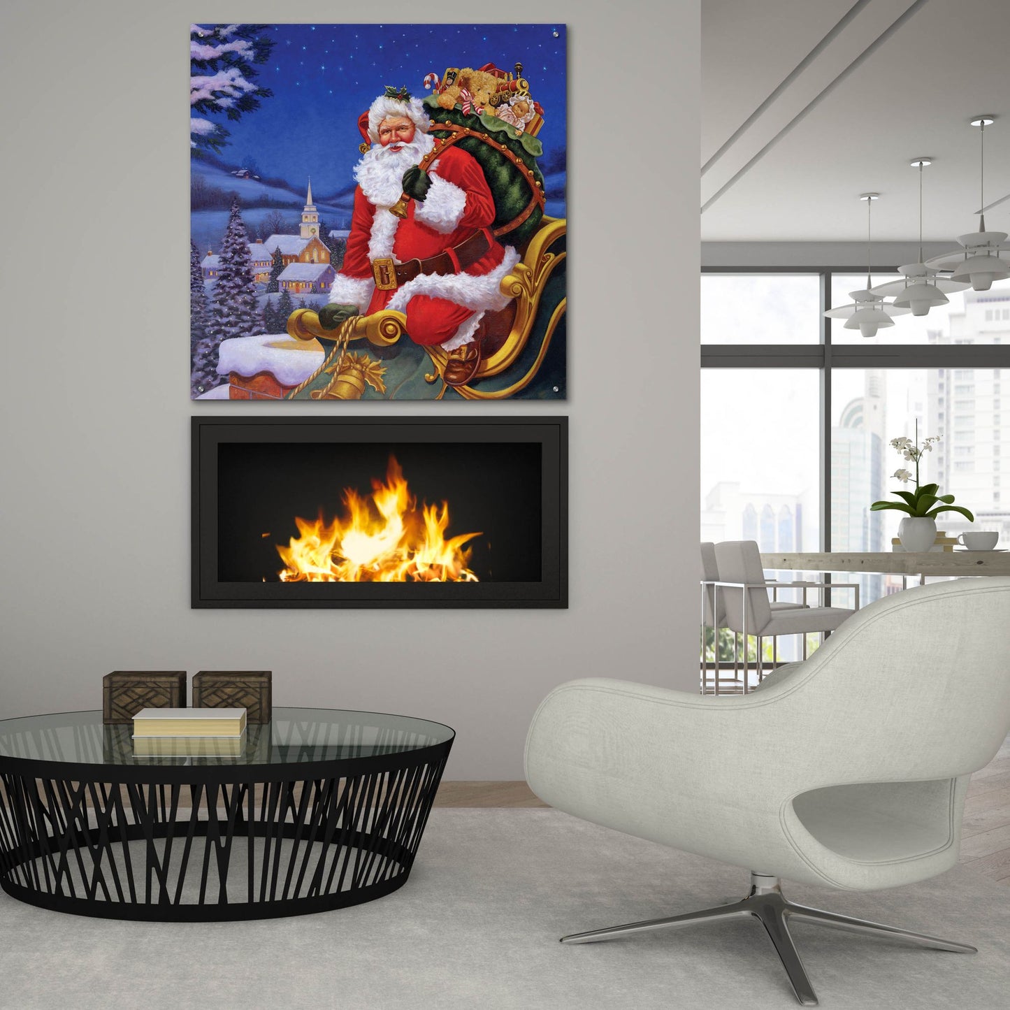 Epic Art 'Roof Top Santa' by Christopher Nick, Acrylic Glass Wall Art,36x36