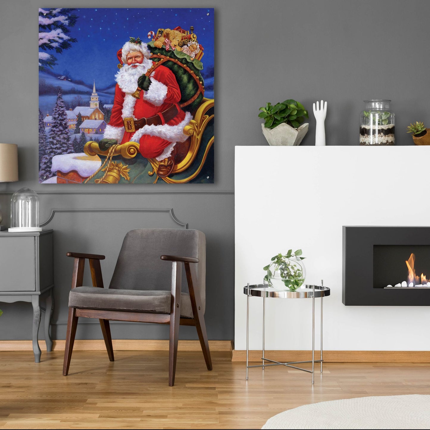 Epic Art 'Roof Top Santa' by Christopher Nick, Acrylic Glass Wall Art,36x36