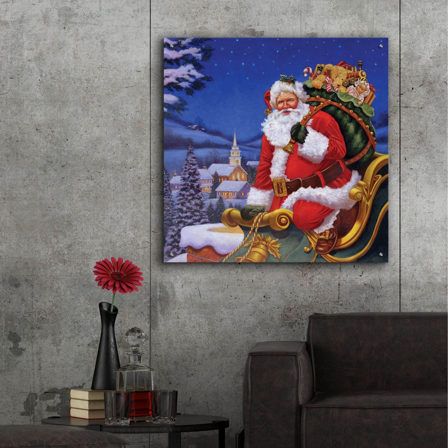 Epic Art 'Roof Top Santa' by Christopher Nick, Acrylic Glass Wall Art,36x36