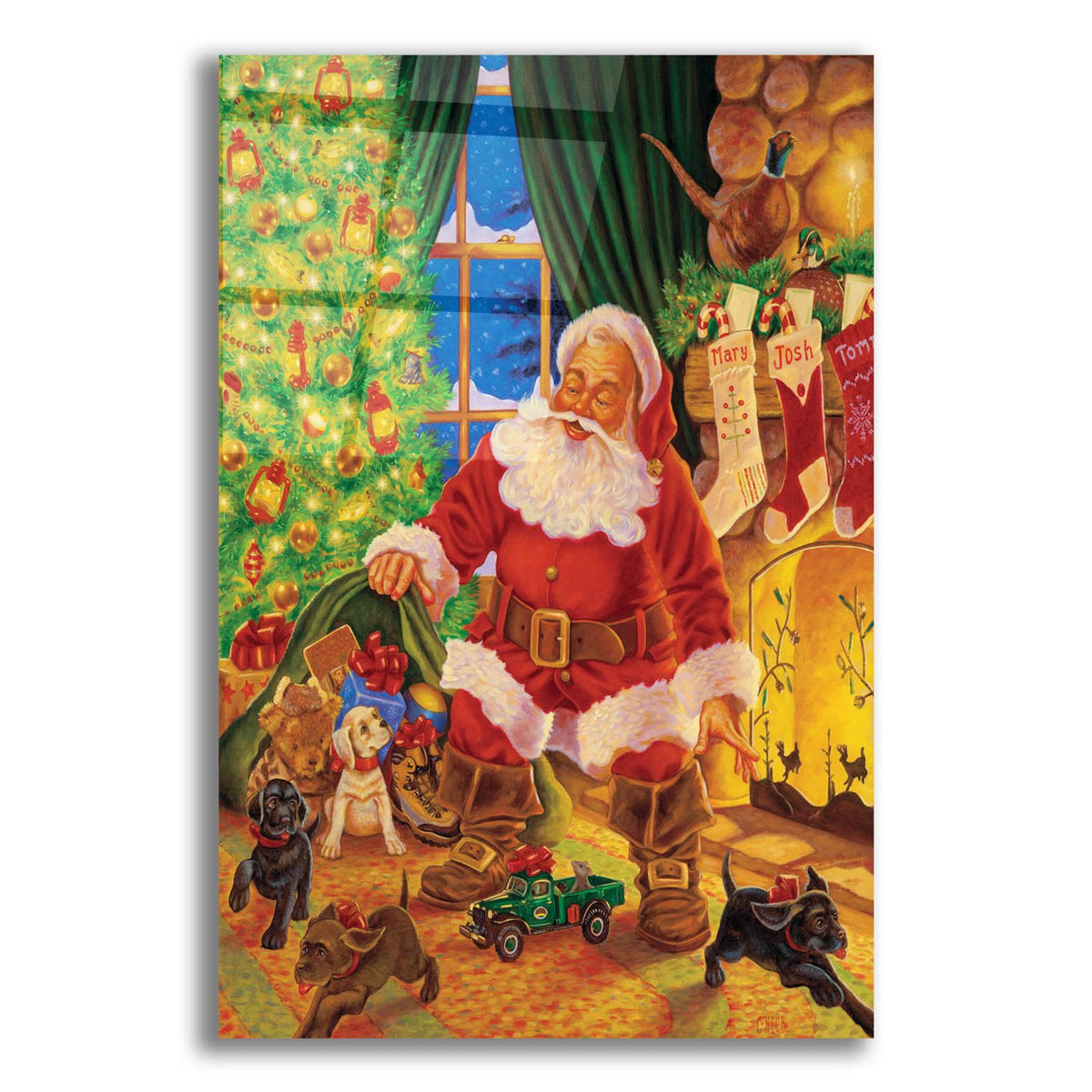 Santa Pups by Christopher Nick acrylic glass wall art