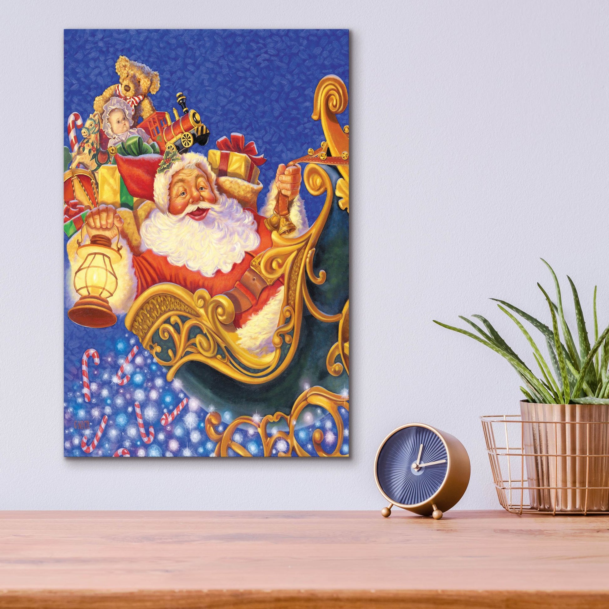 Epic Art 'Santa Sleigh Sparkles' by Christopher Nick, Acrylic Glass Wall Art,12x16