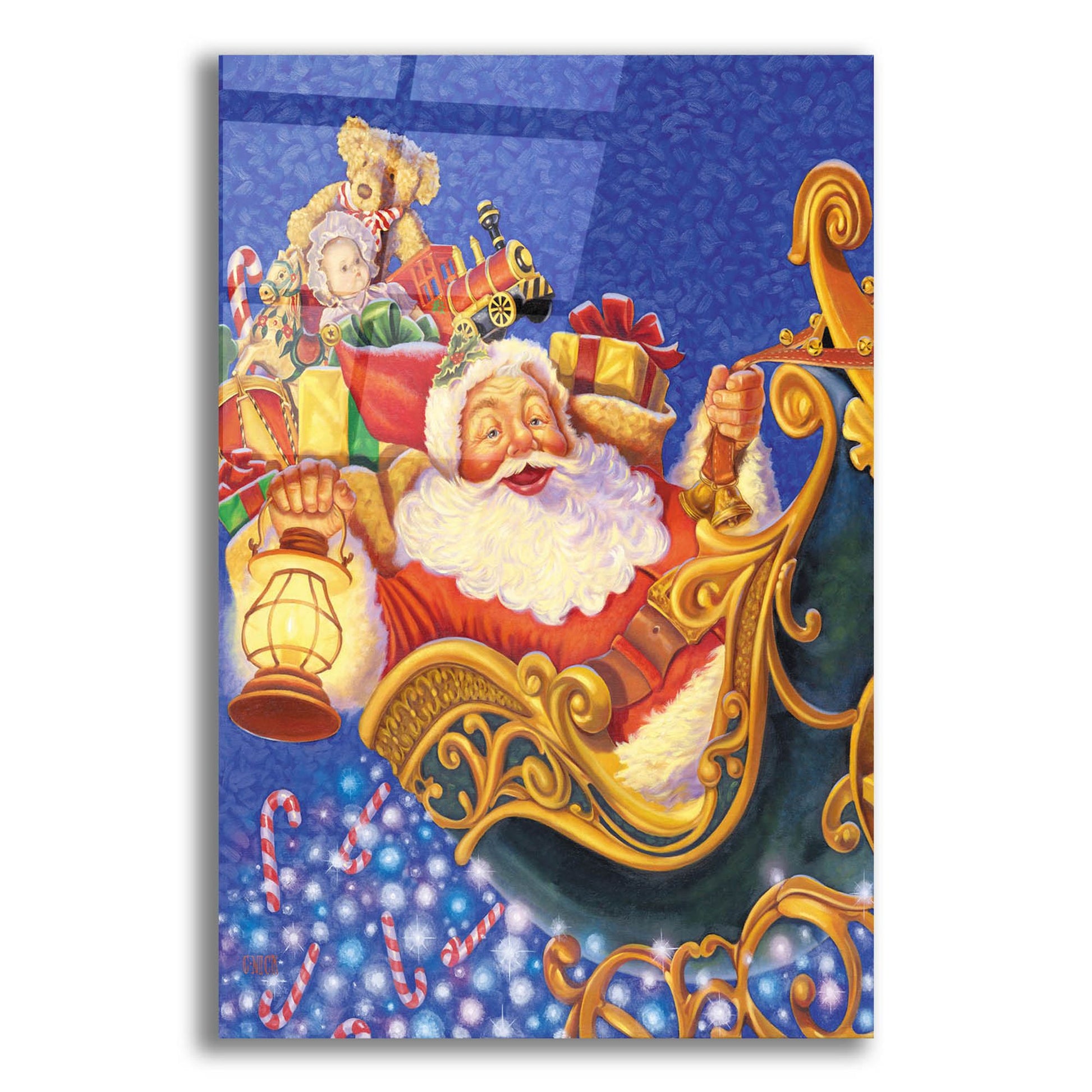 Epic Art 'Santa Sleigh Sparkles' by Christopher Nick, Acrylic Glass Wall Art,12x16