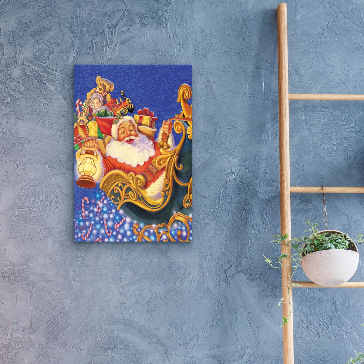 Santa Sleigh Sparkles by Christopher Nick - 16x24 acrylic wall art in a room