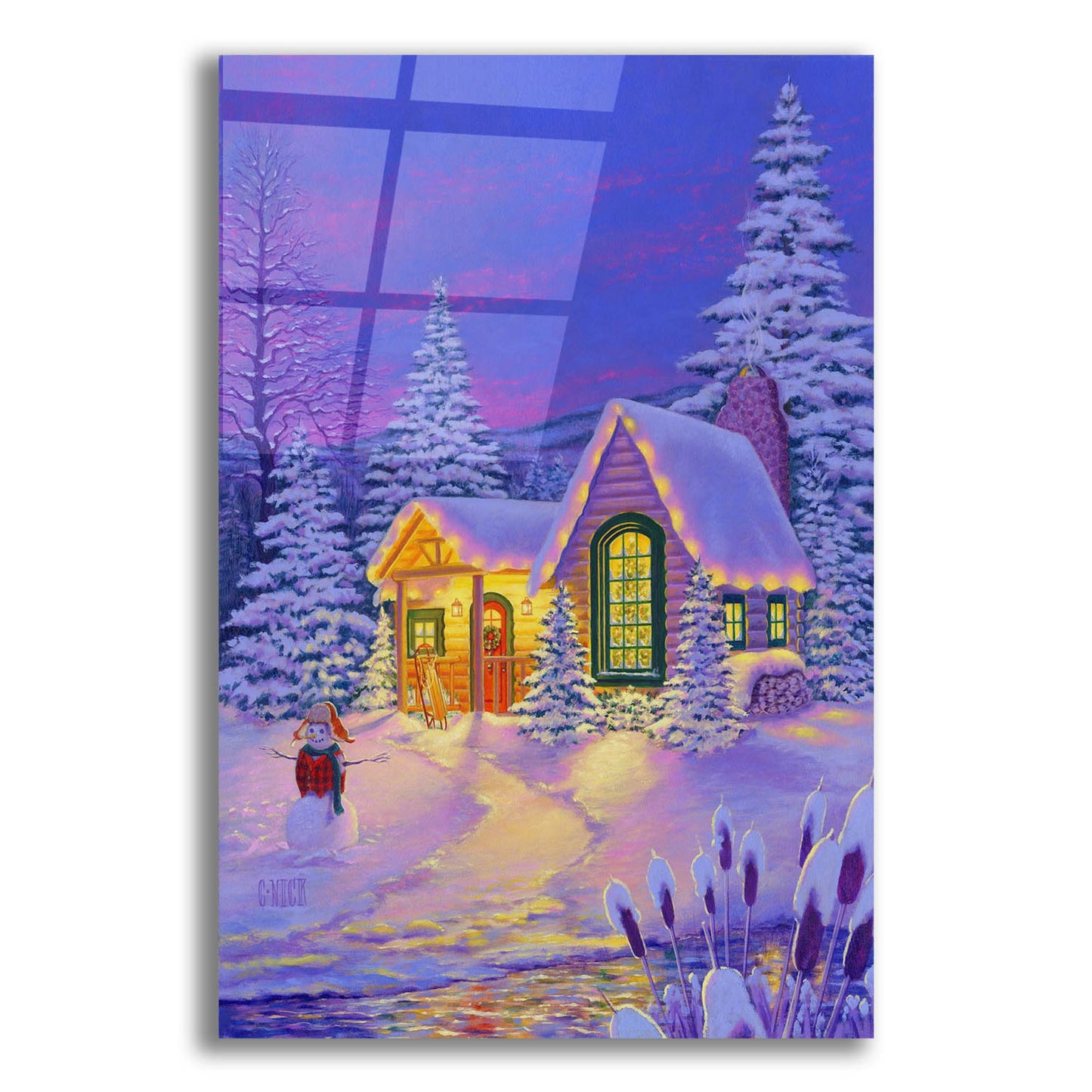 Epic Art 'Xmas Cabin' by Christopher Nick, Acrylic Glass Wall Art,12x16