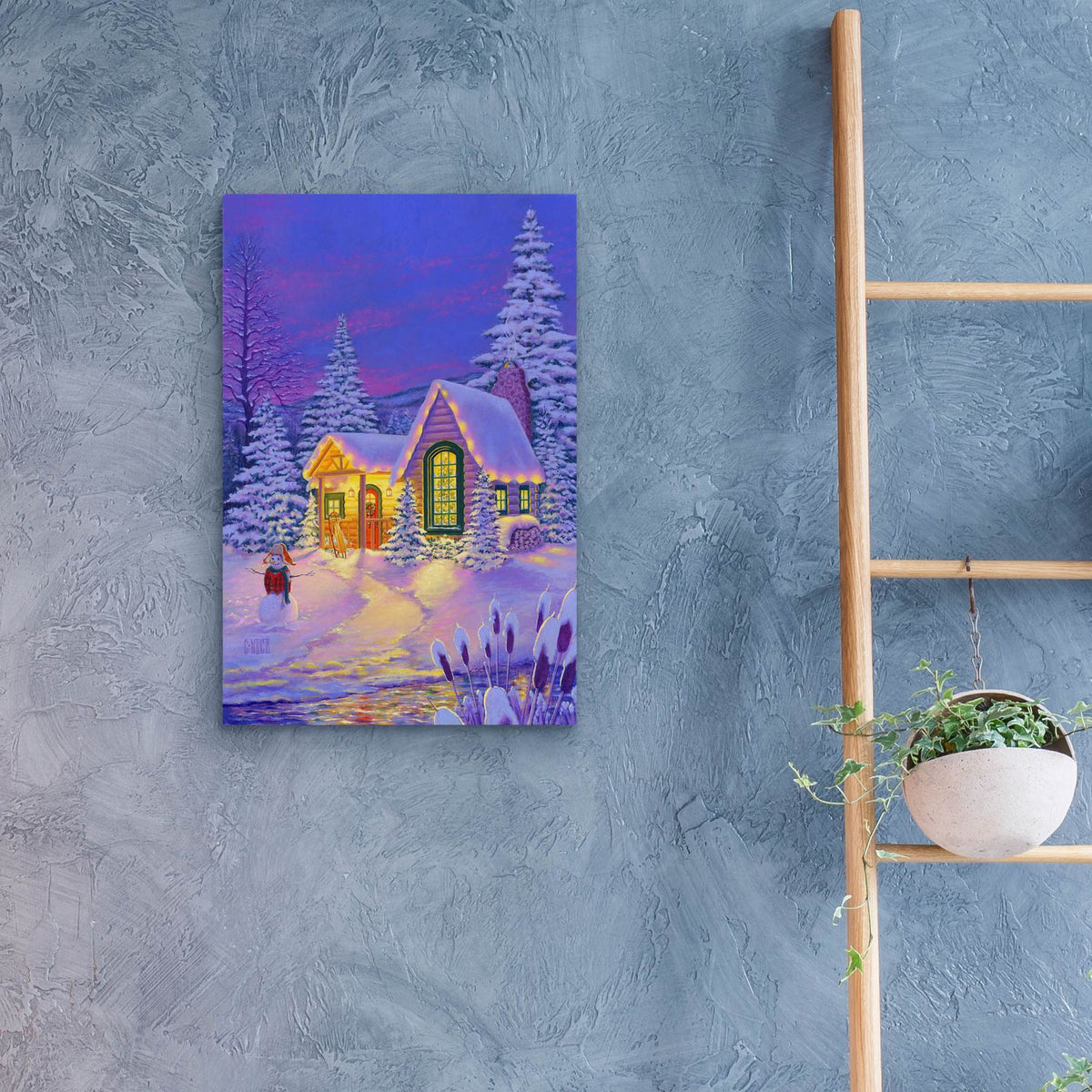 Xmas Cabin by Christopher Nick - 16x24 acrylic wall art in a room