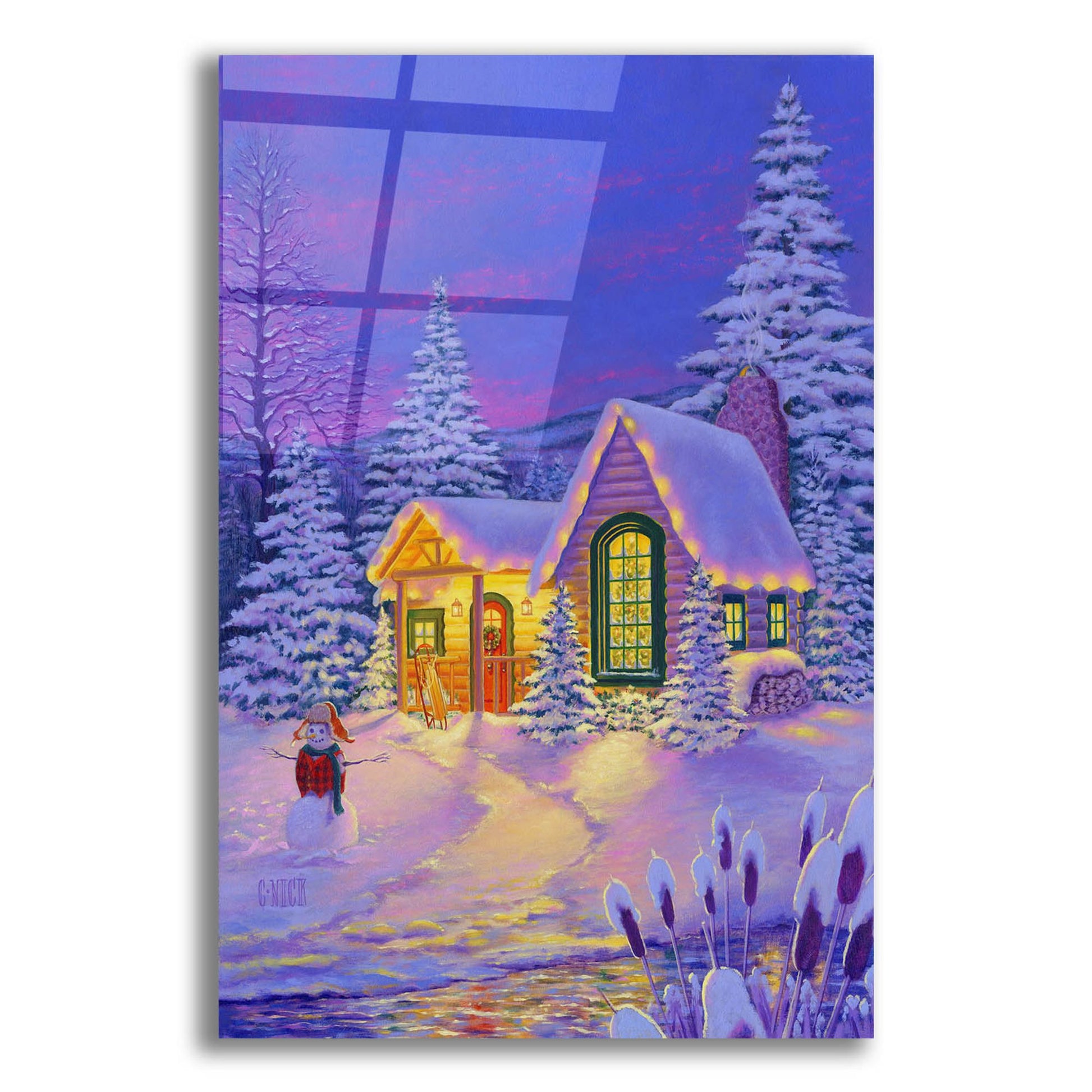 Epic Art 'Xmas Cabin' by Christopher Nick, Acrylic Glass Wall Art,16x24