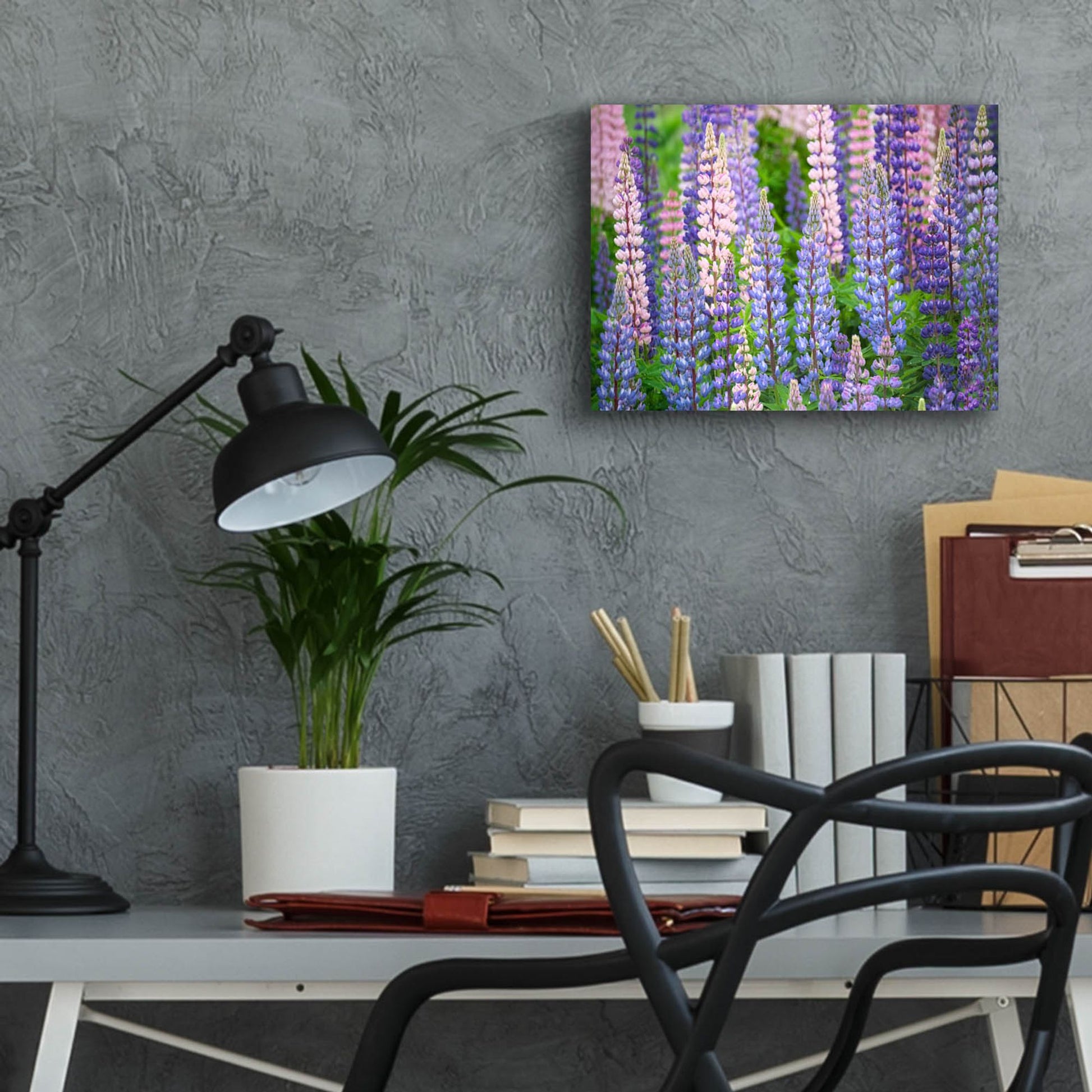 Epic Art 'Blue Pink Lupine Field' by Cora Niele, Acrylic Glass Wall Art,16x12