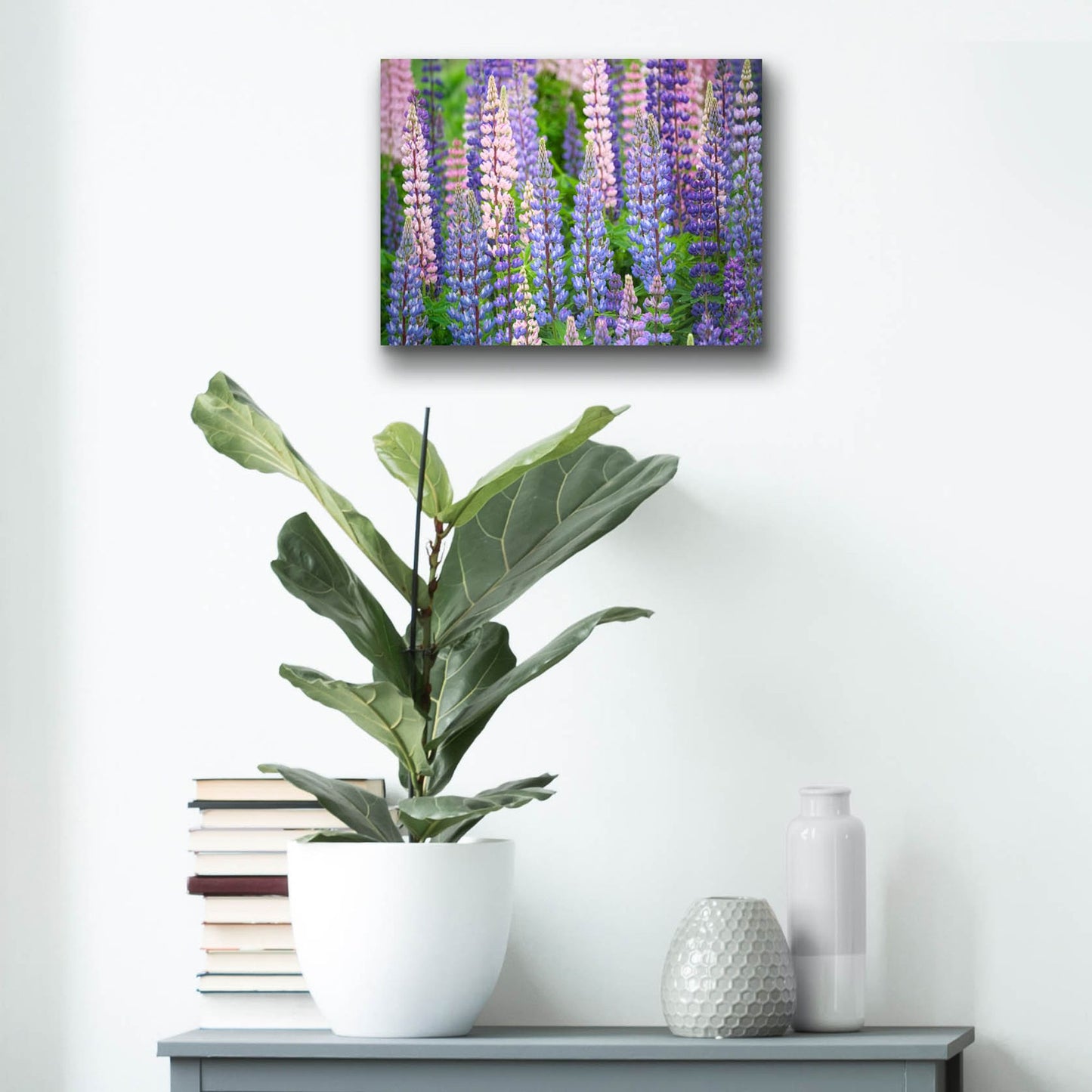 Epic Art 'Blue Pink Lupine Field' by Cora Niele, Acrylic Glass Wall Art,16x12