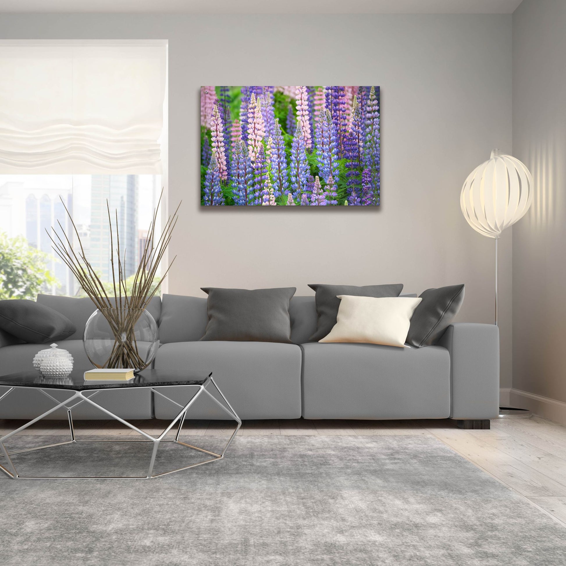 Epic Art 'Blue Pink Lupine Field' by Cora Niele, Acrylic Glass Wall Art,36x24