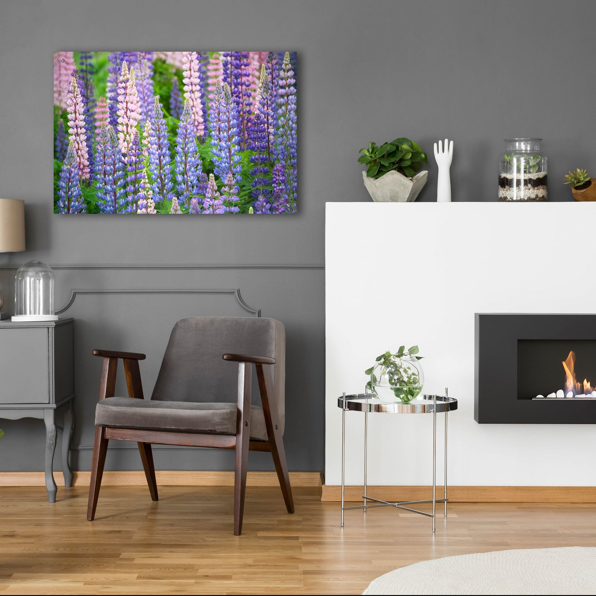 Epic Art 'Blue Pink Lupine Field' by Cora Niele, Acrylic Glass Wall Art,36x24