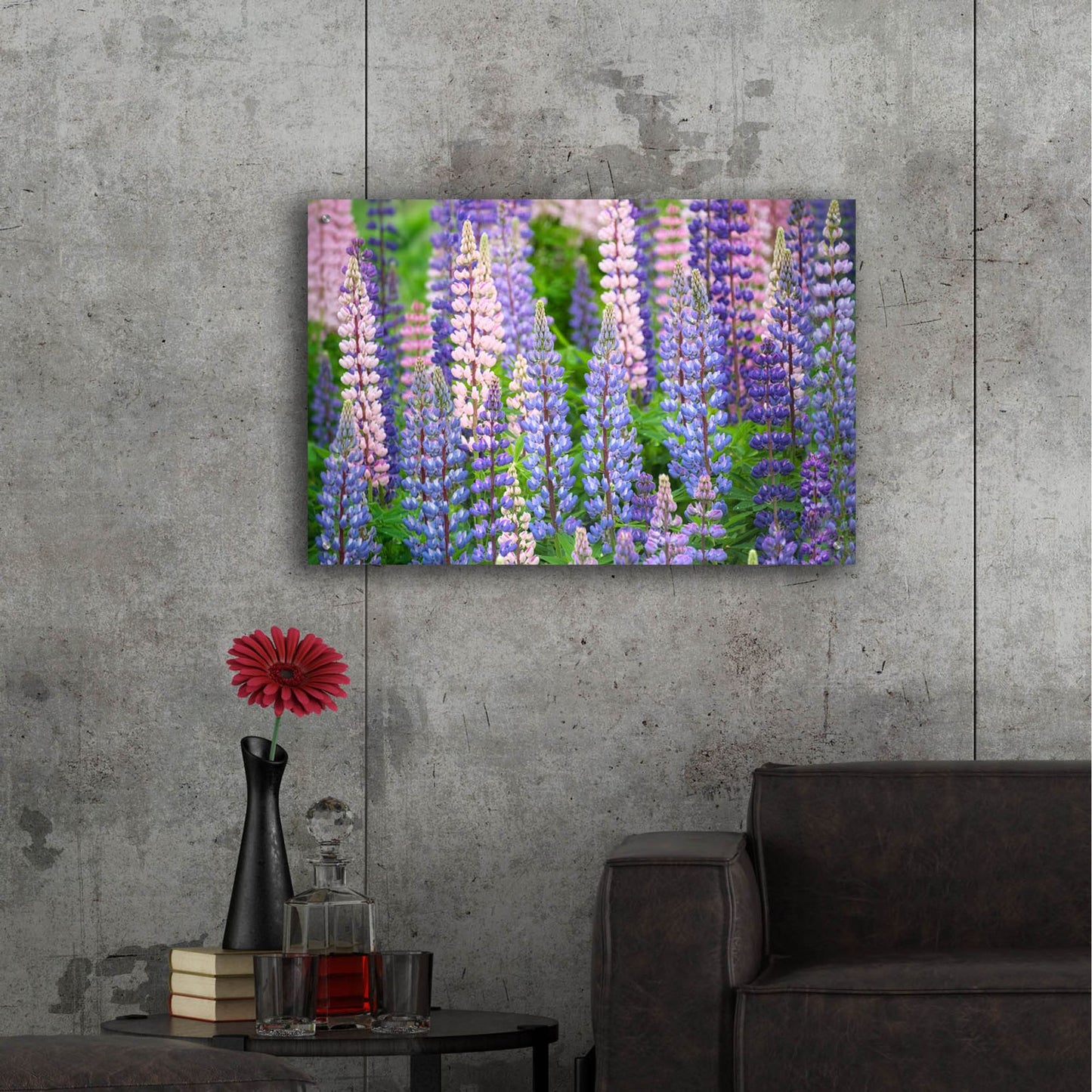 Epic Art 'Blue Pink Lupine Field' by Cora Niele, Acrylic Glass Wall Art,36x24