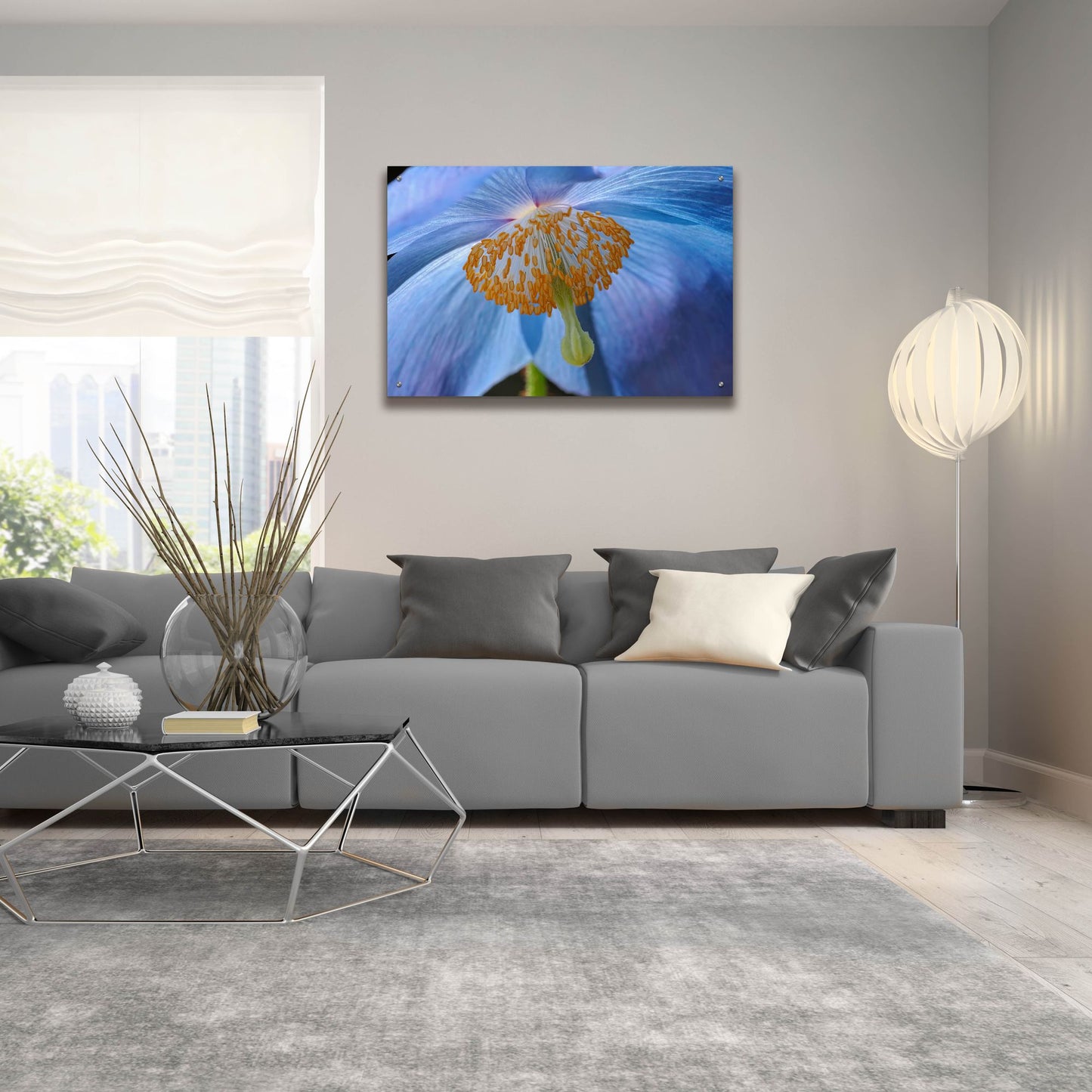 Epic Art 'Blue Poppy' by Cora Niele, Acrylic Glass Wall Art,36x24