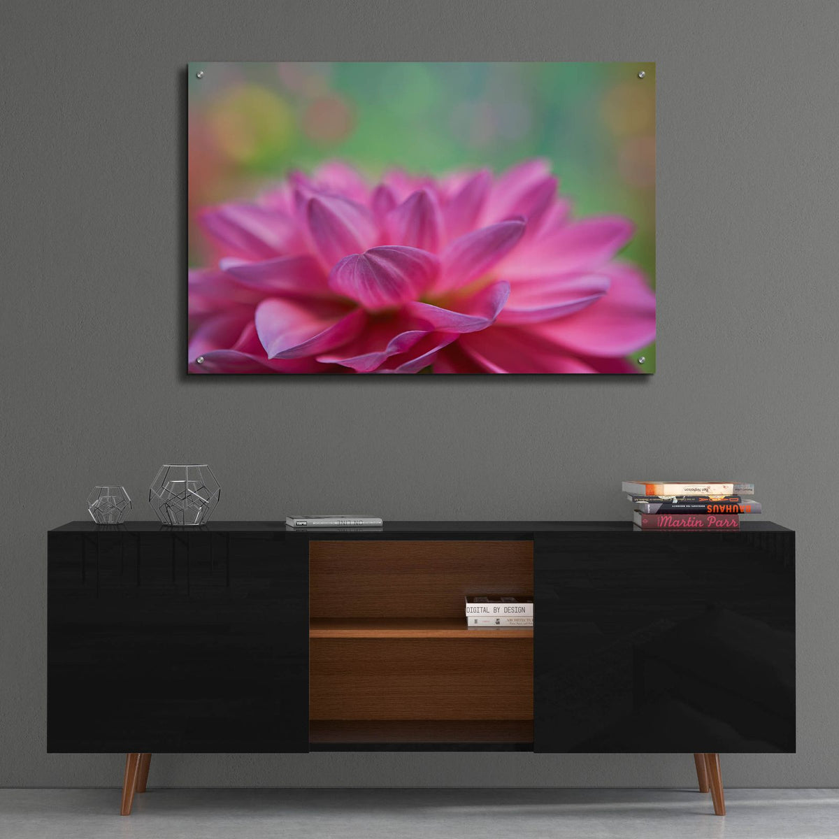 Dahlia Petals by Cora Niele - 36x24 acrylic wall art in a room