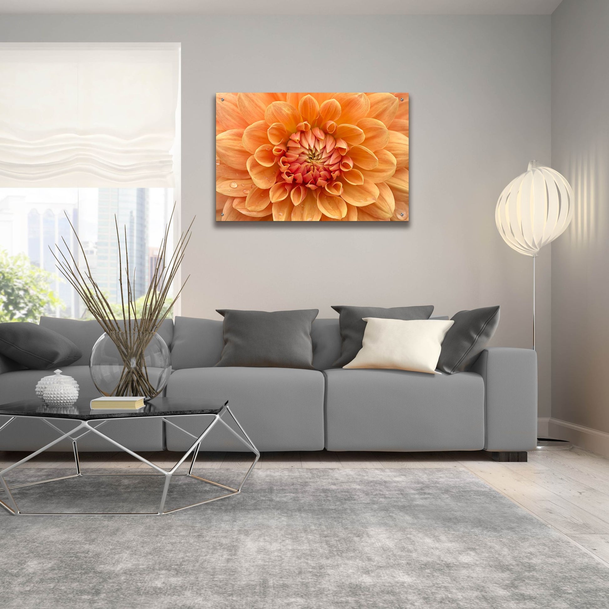 Epic Art 'Orange Dahlia' by Cora Niele, Acrylic Glass Wall Art,36x24