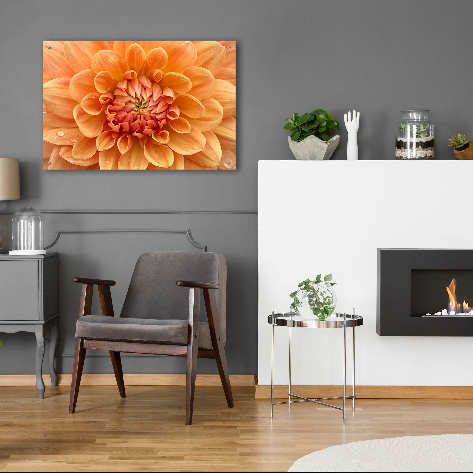 Epic Art 'Orange Dahlia' by Cora Niele, Acrylic Glass Wall Art,36x24