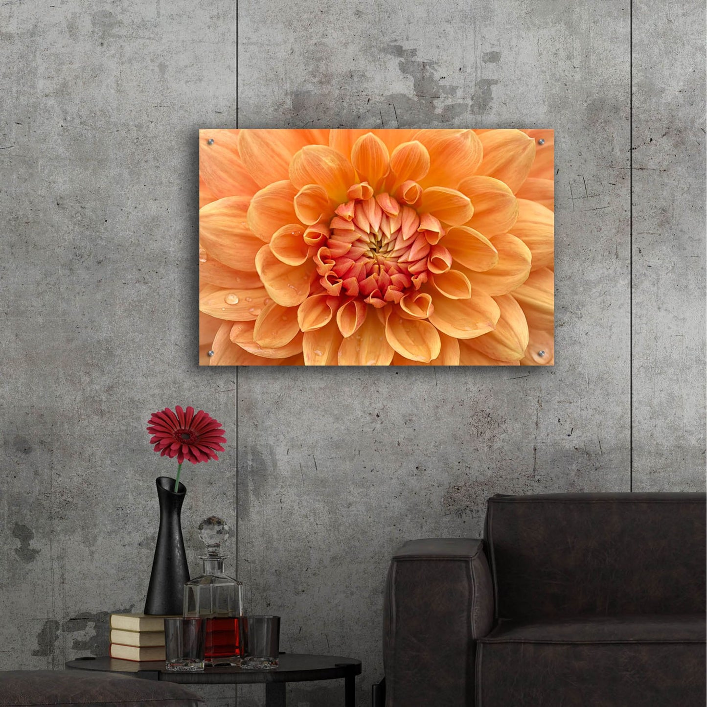 Epic Art 'Orange Dahlia' by Cora Niele, Acrylic Glass Wall Art,36x24