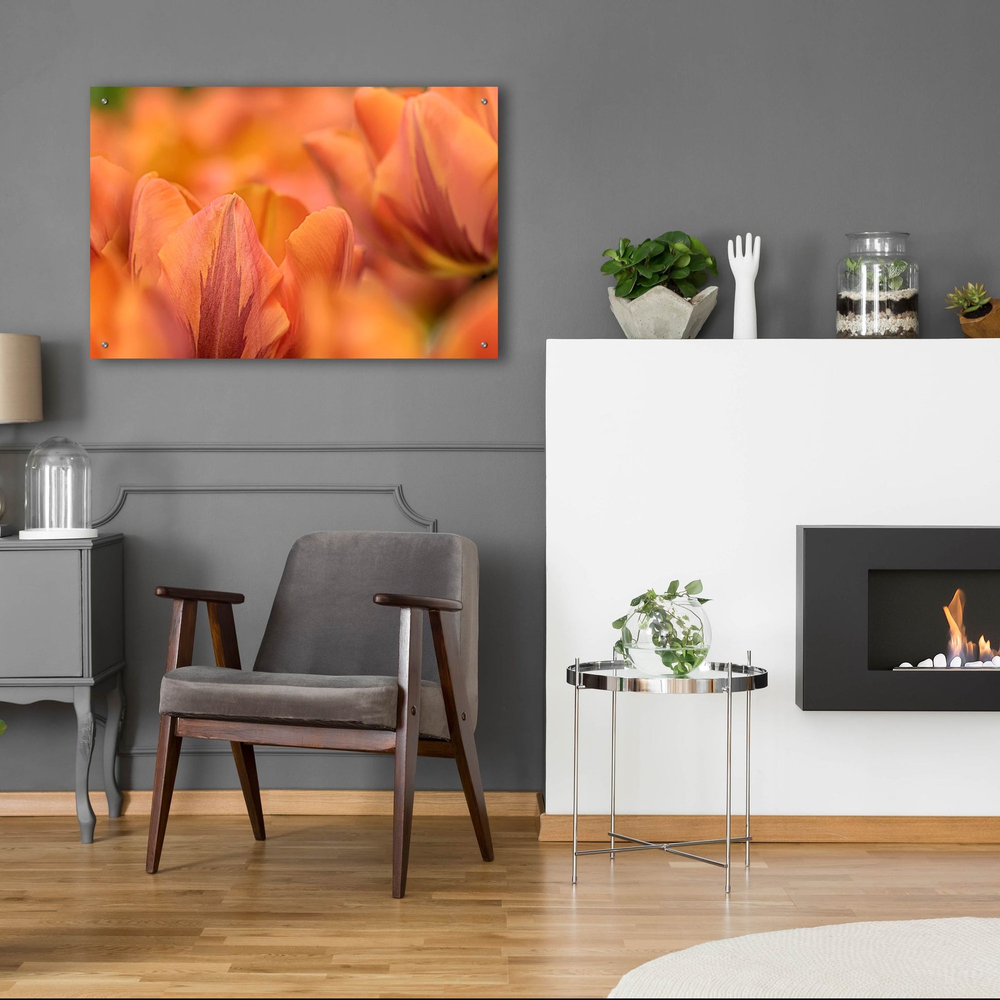 Epic Art 'Orange Tulips' by Cora Niele, Acrylic Glass Wall Art,36x24