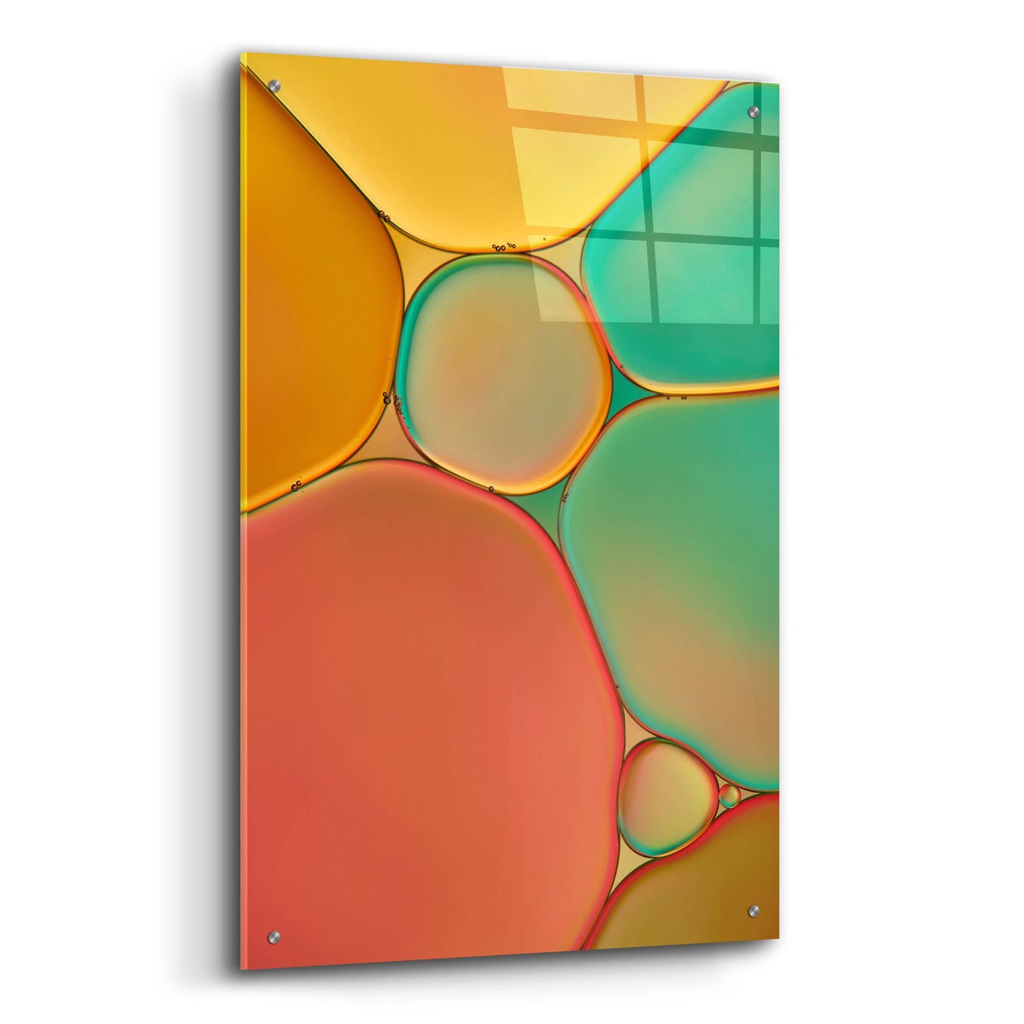 Epic Art 'Red Yellow and Green Drops' by Cora Niele, Acrylic Glass Wall Art,24x36