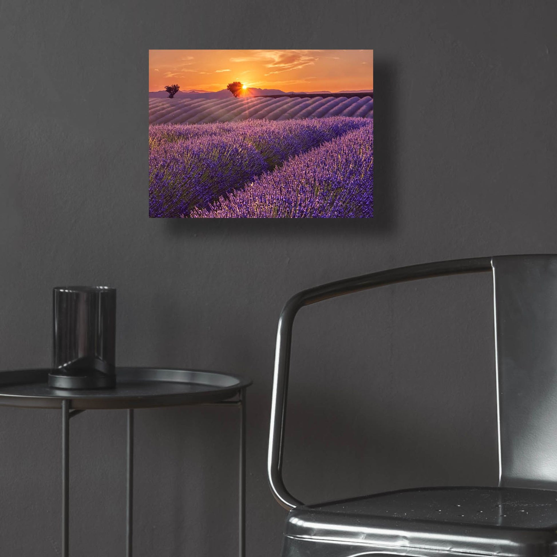 Epic Art 'Lavender Field at Sunset' by Cora Niele, Acrylic Glass Wall Art,16x12