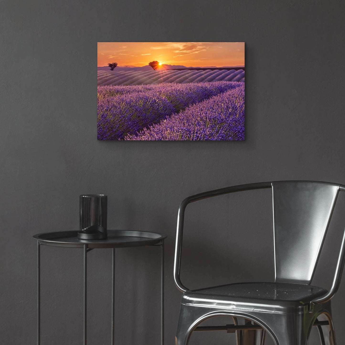 Epic Art 'Lavender Field at Sunset' by Cora Niele, Acrylic Glass Wall Art,24x16