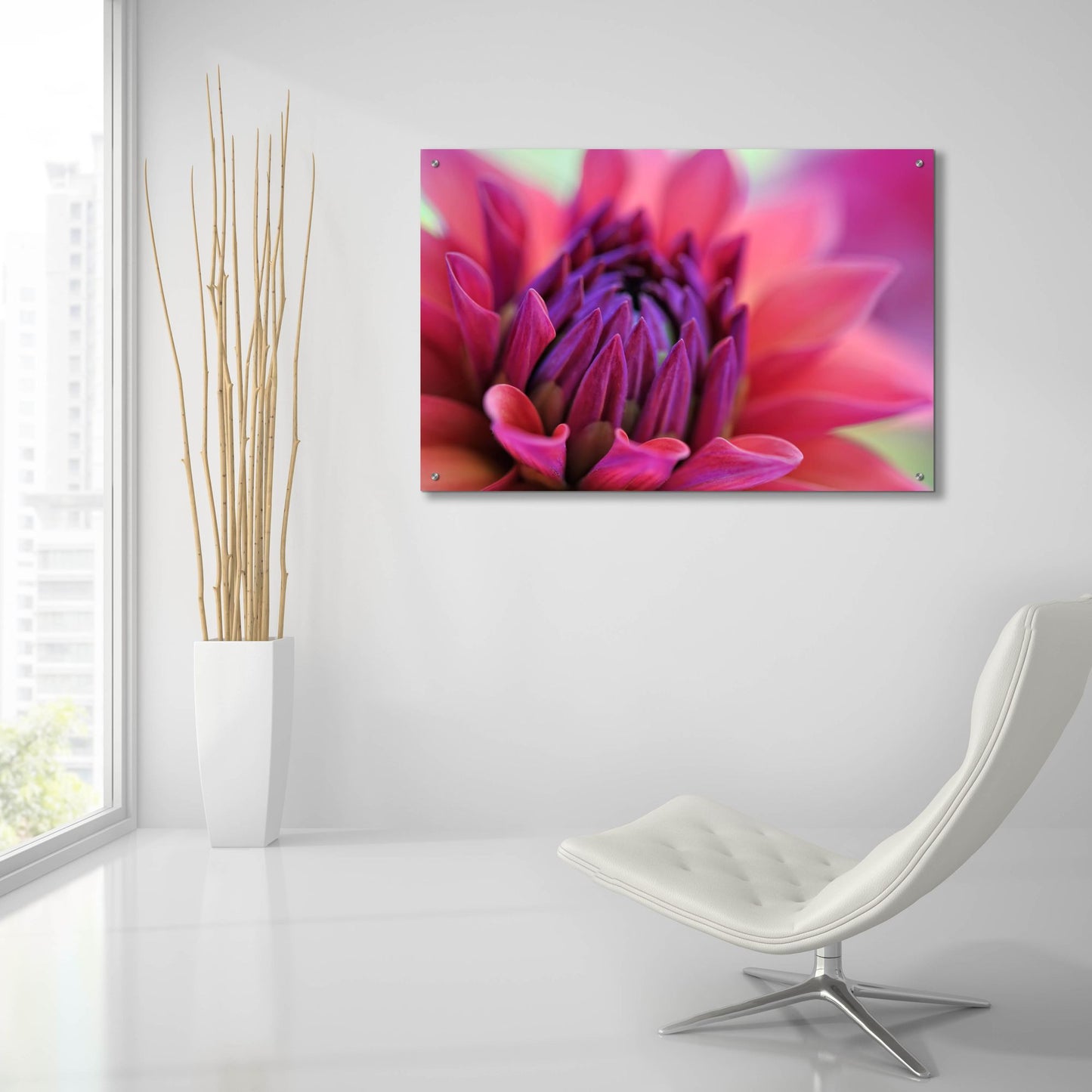 Epic Art 'Dahlia Centre Pink Purple' by Cora Niele, Acrylic Glass Wall Art,36x24